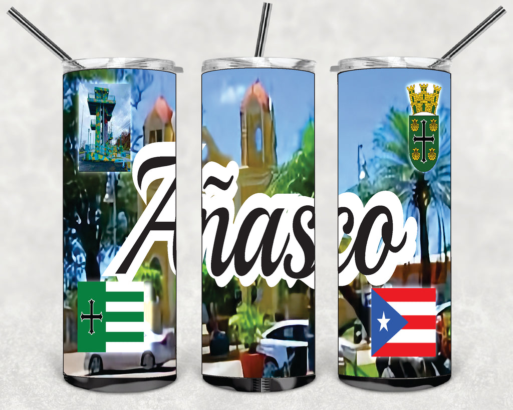 Vaso de acero inoxidable de doble pared de 20 oz con pajita para bebidas frías y calientes, Puerto Rico y 78 Tows