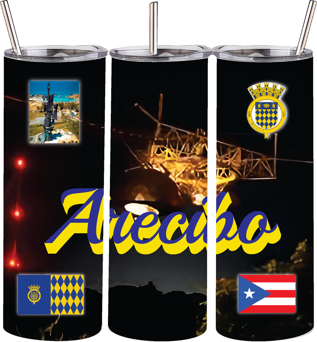 Vaso de acero inoxidable de doble pared de 20 oz con pajita para bebidas frías y calientes, Puerto Rico y 78 Tows