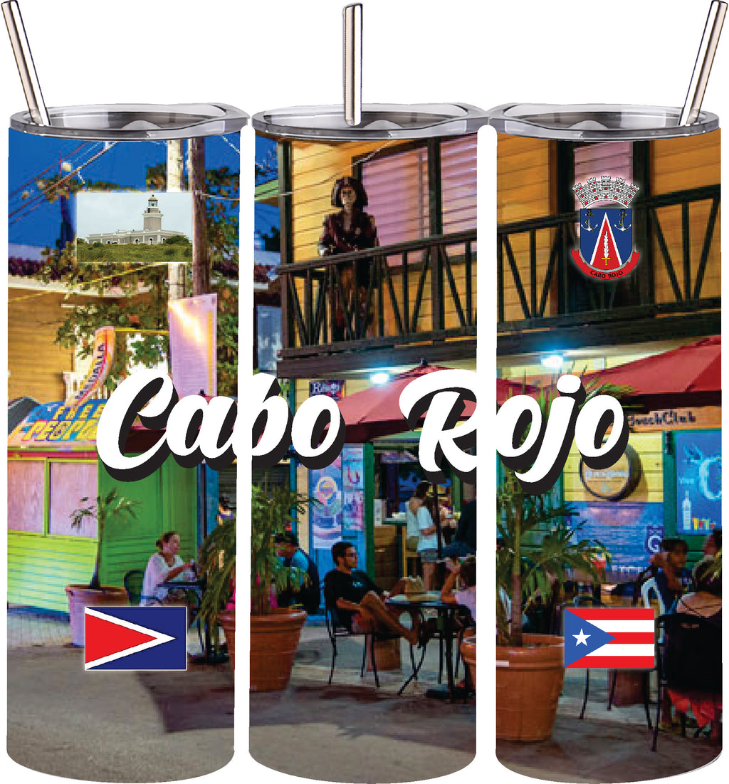 Vaso de acero inoxidable de doble pared de 20 oz con pajita para bebidas frías y calientes, Puerto Rico y 78 Tows