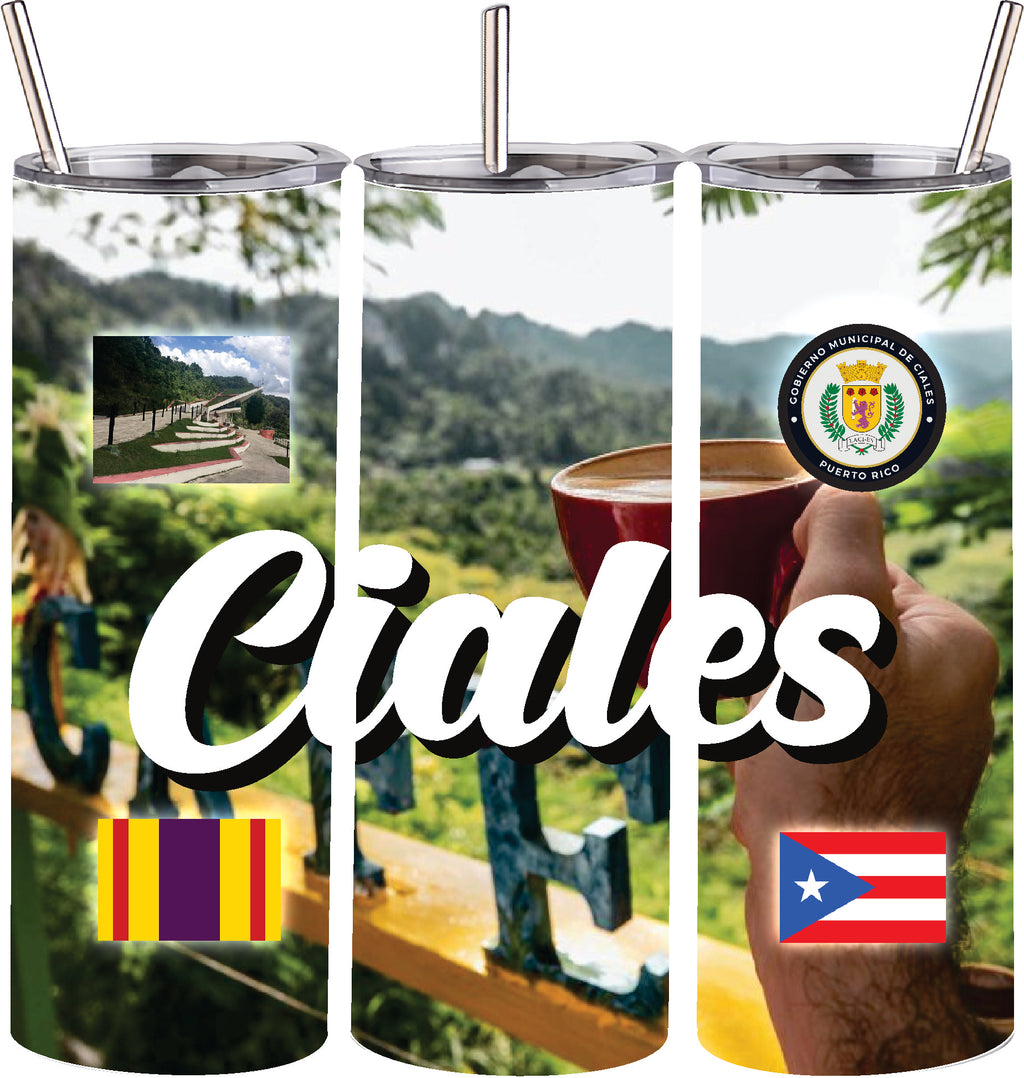 Vaso de acero inoxidable de doble pared de 20 oz con pajita para bebidas frías y calientes, Puerto Rico y 78 Tows