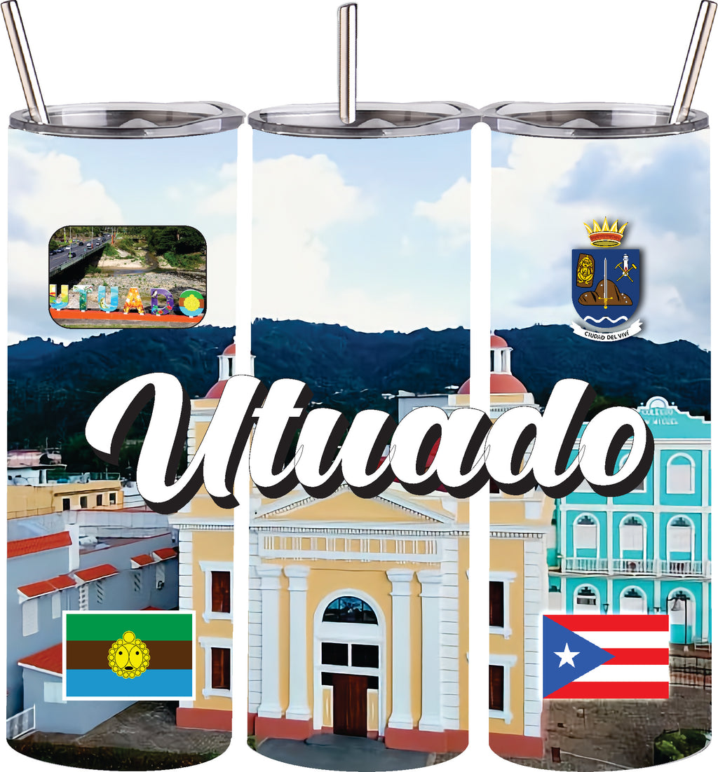 Vaso de acero inoxidable de doble pared de 20 oz con pajita para bebidas frías y calientes, Puerto Rico y 78 Tows