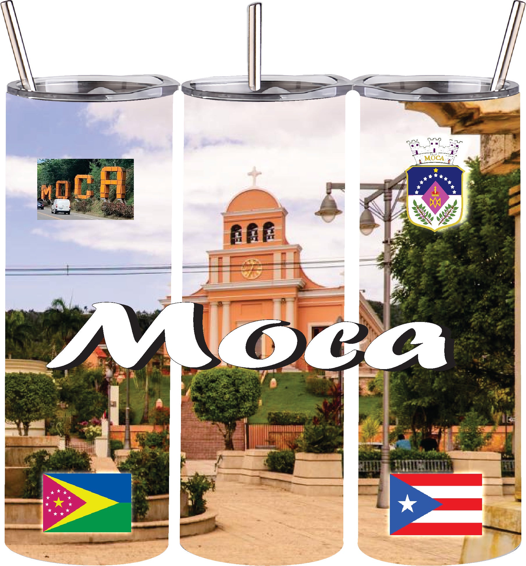 Puerto Rico and 78 Tows 20oz Double Wall S. Steel Tumbler with Straw Hot & Cold