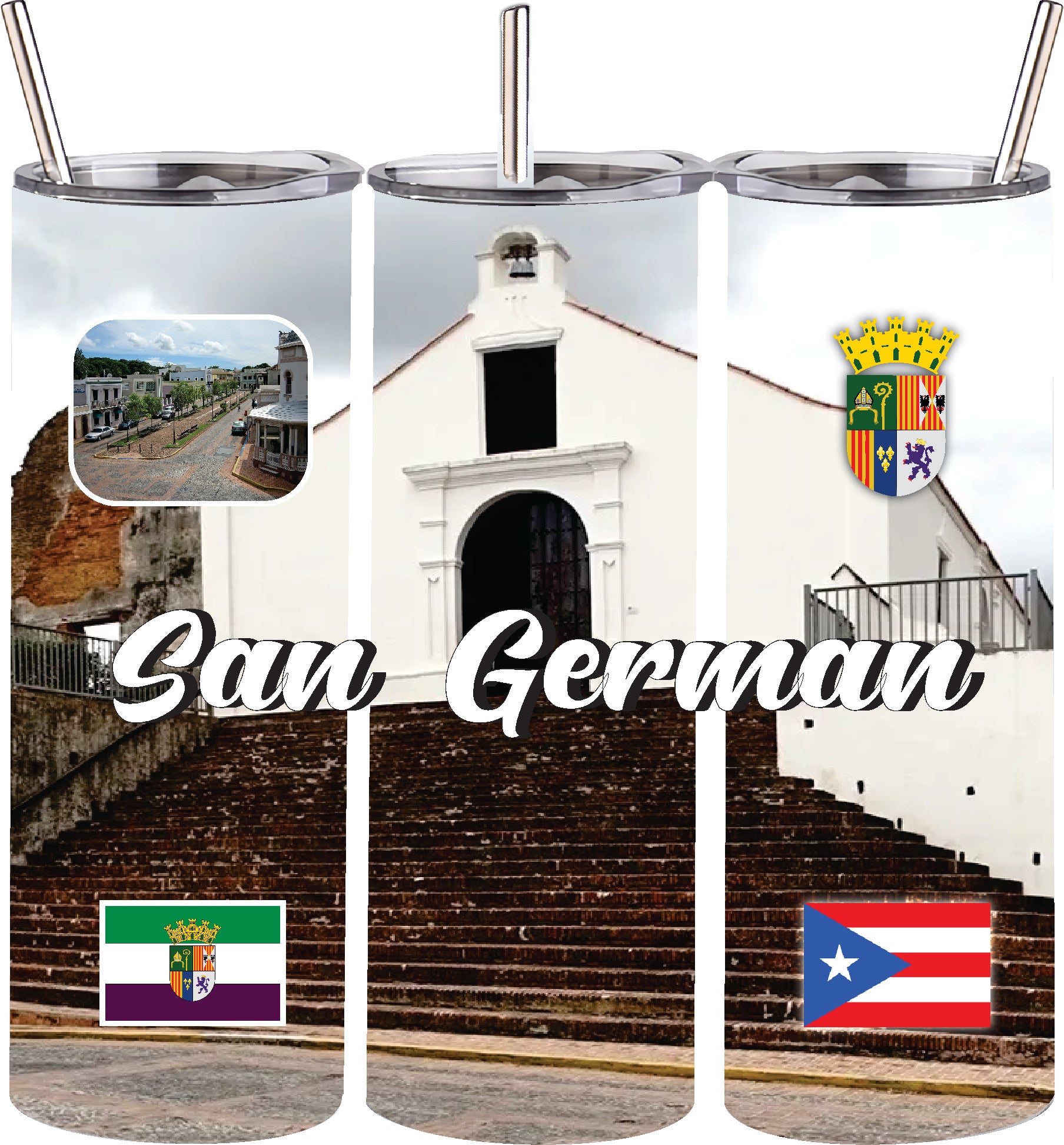 Puerto Rico and 78 Tows 20oz Double Wall S. Steel Tumbler with Straw Hot & Cold