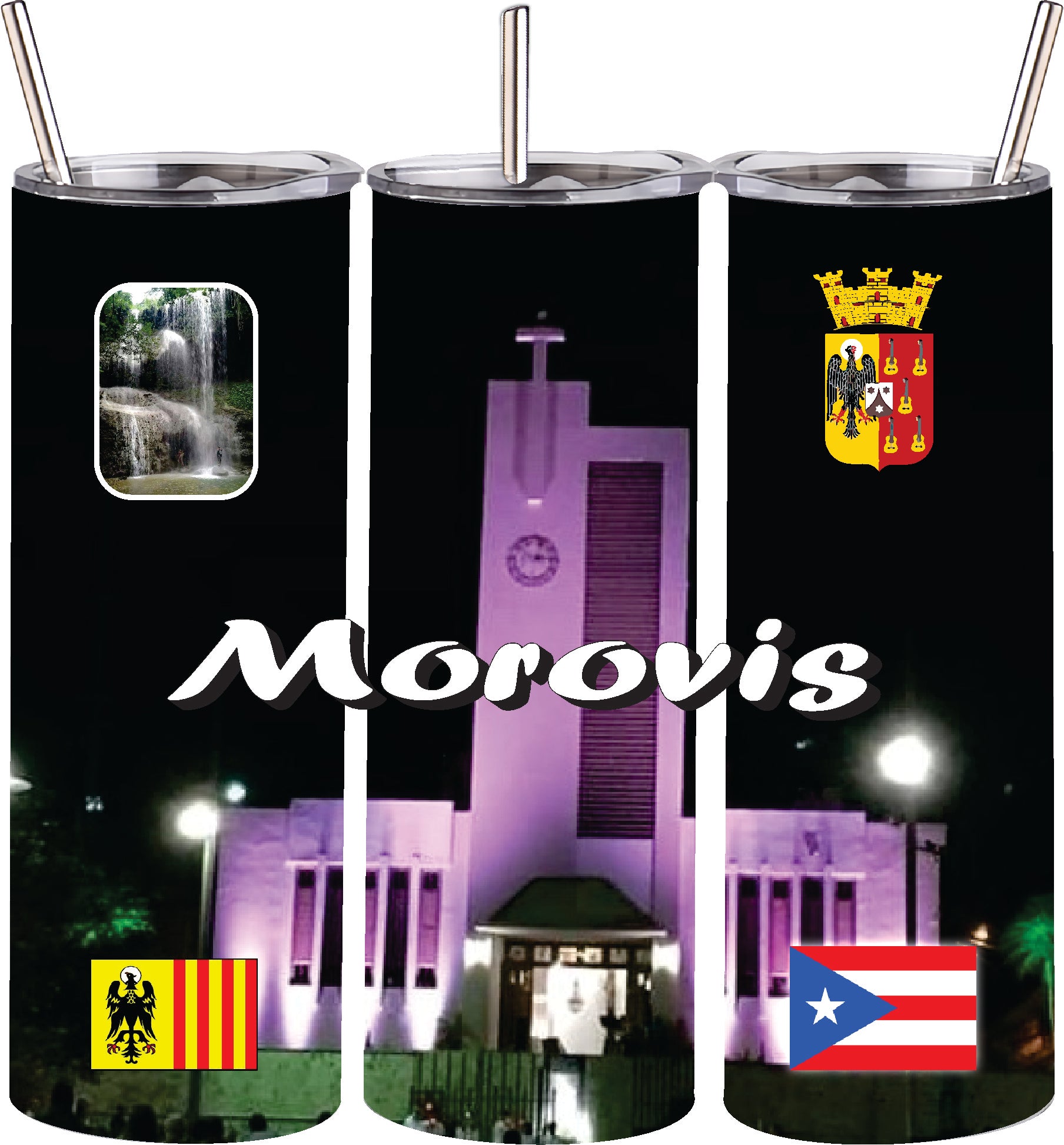 Puerto Rico and 78 Tows 20oz Double Wall S. Steel Tumbler with Straw Hot & Cold