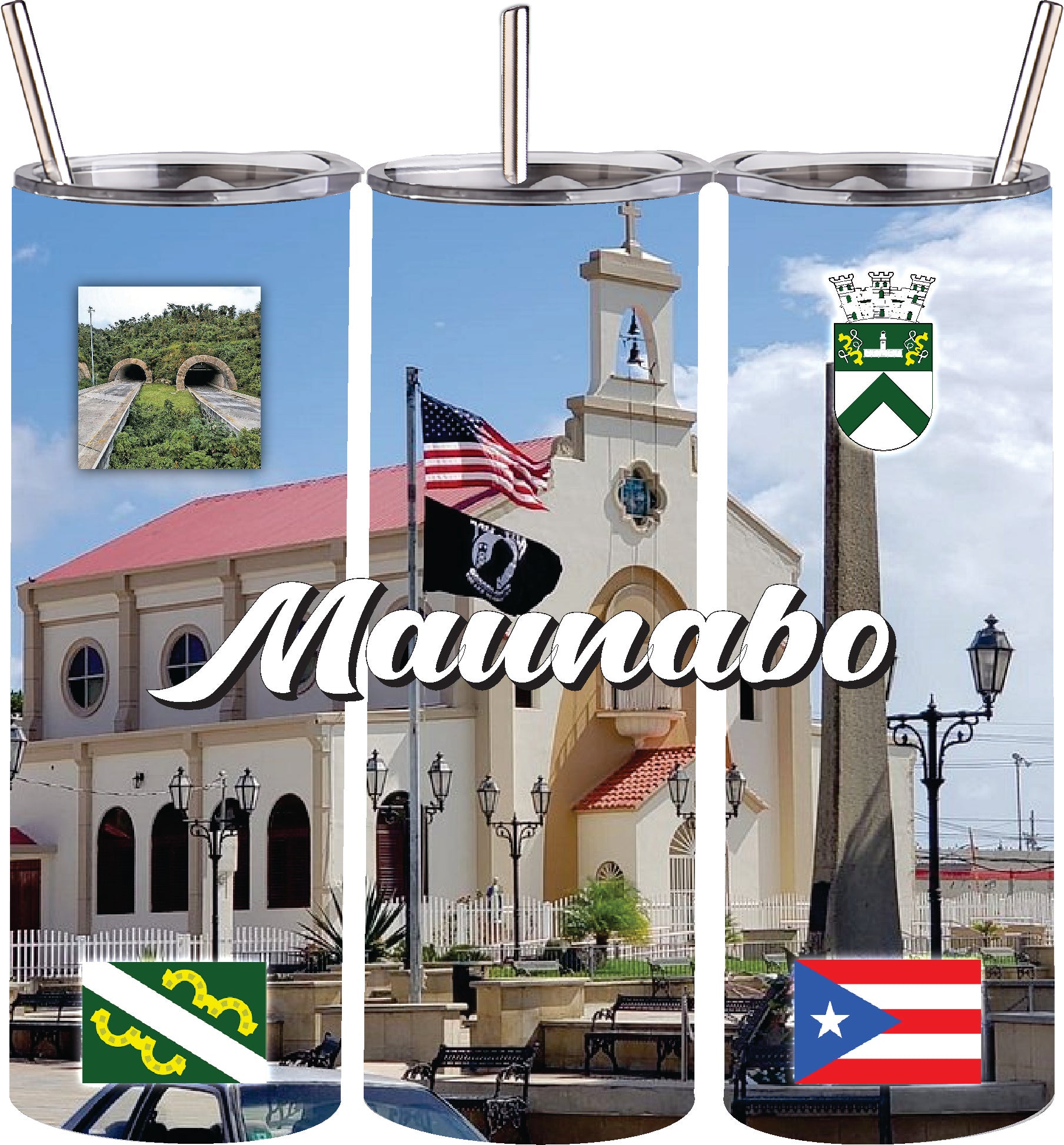 Puerto Rico and 78 Tows 20oz Double Wall S. Steel Tumbler with Straw Hot & Cold