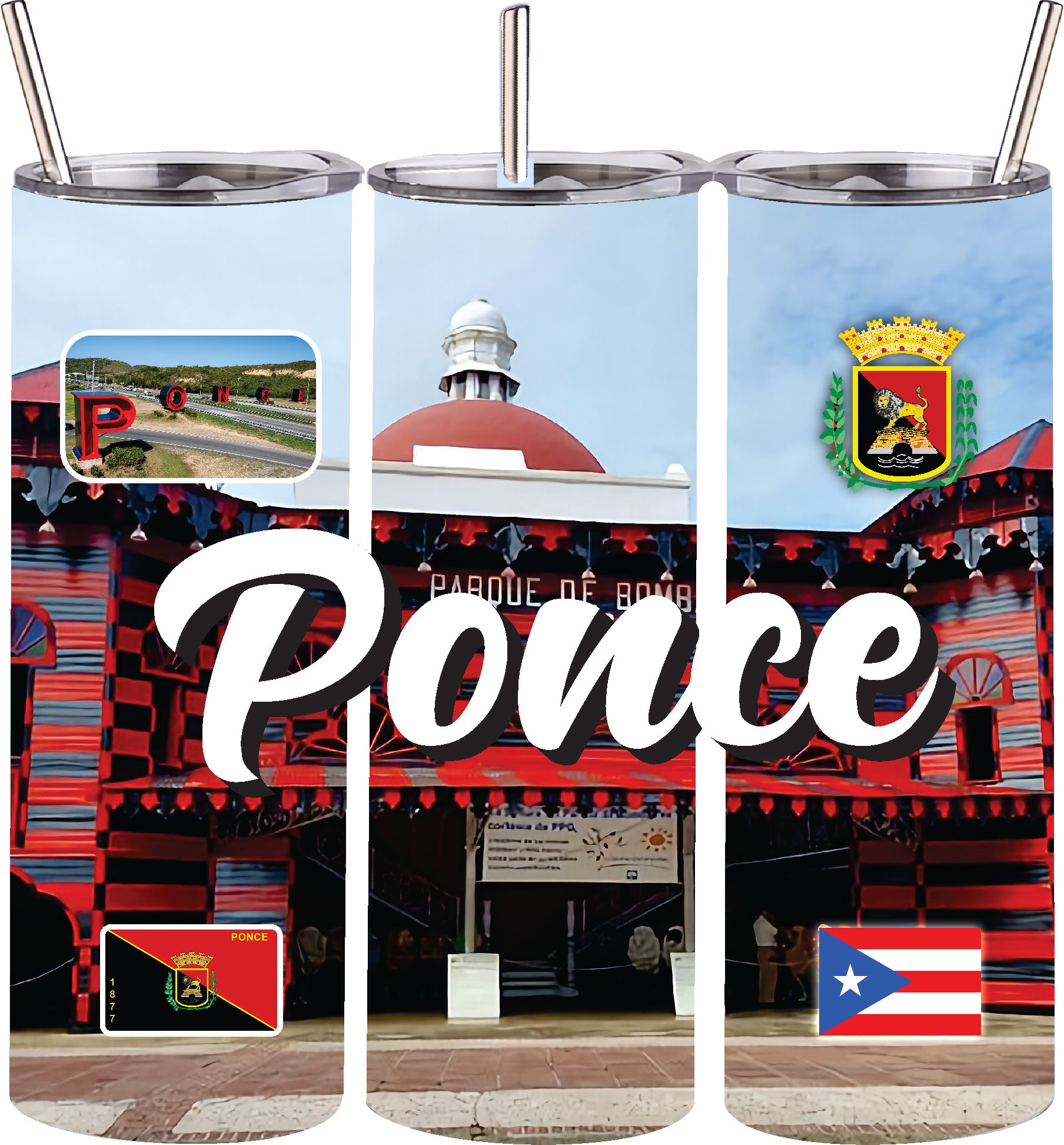 Puerto Rico and 78 Tows 20oz Double Wall S. Steel Tumbler with Straw Hot & Cold