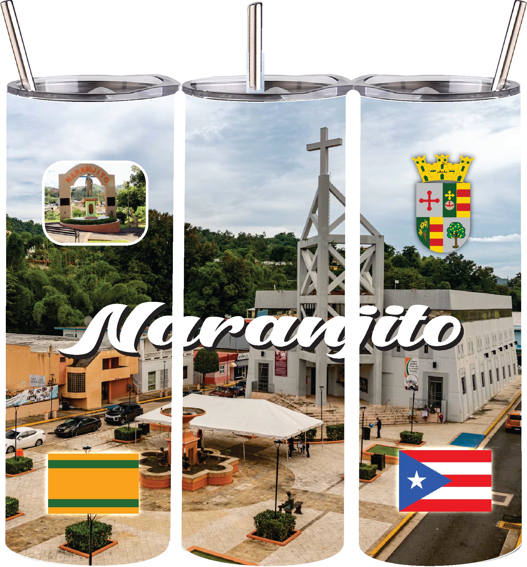 Puerto Rico and 78 Tows 20oz Double Wall S. Steel Tumbler with Straw Hot & Cold