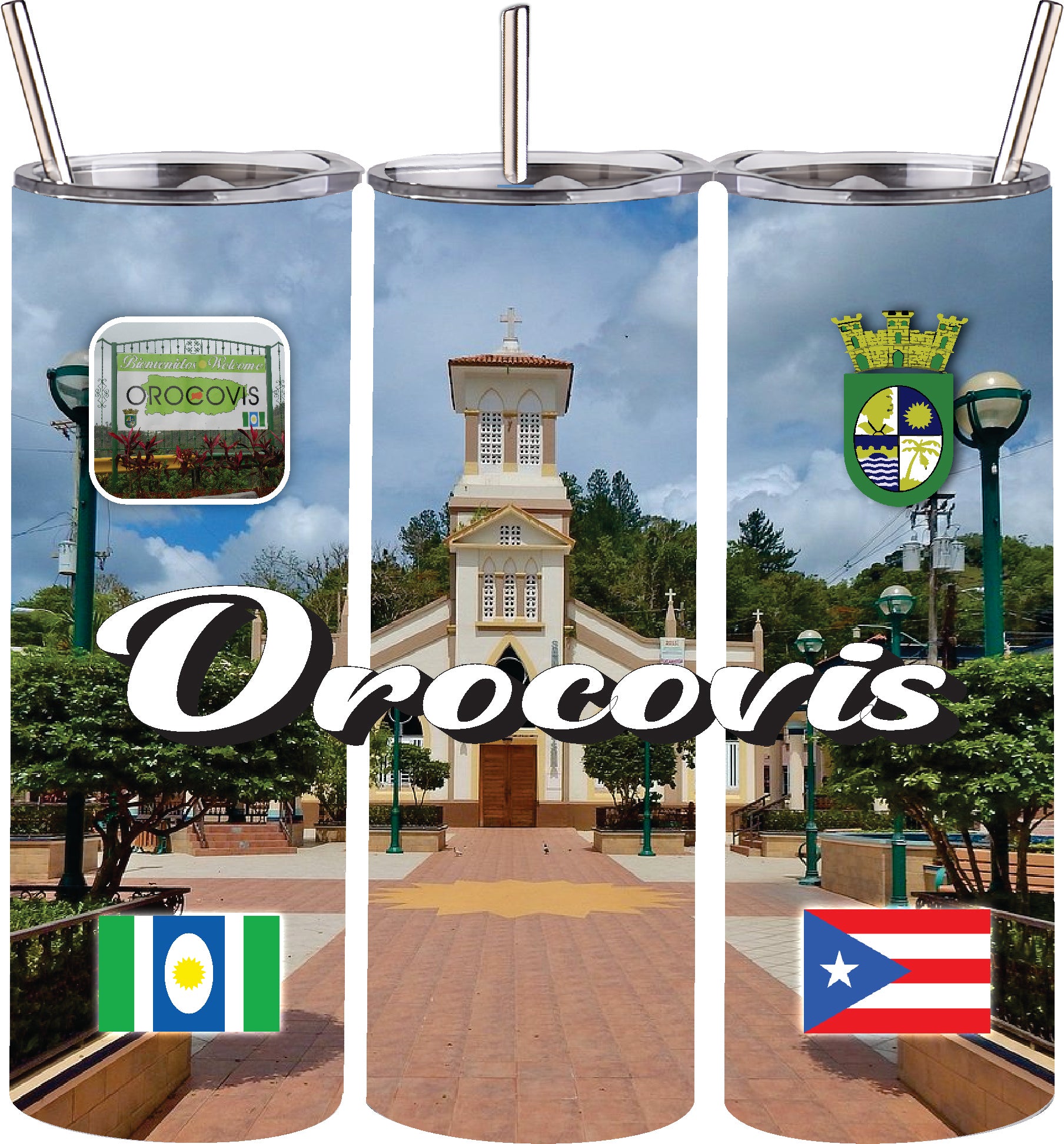 Puerto Rico and 78 Tows 20oz Double Wall S. Steel Tumbler with Straw Hot & Cold