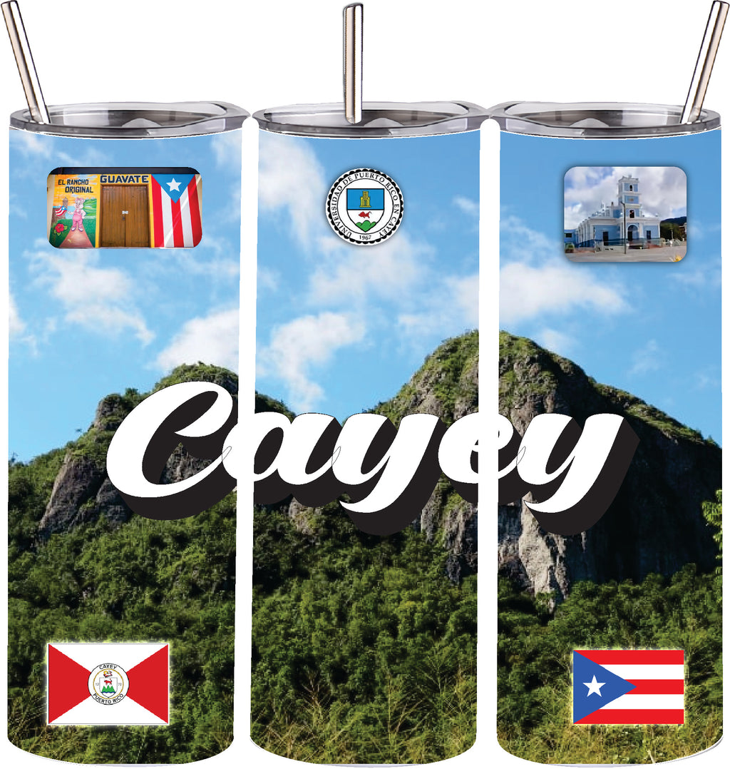 Cayey, Puerto Rico 20oz Double Wall S. Steel Tumbler with Straw Hot & Cold Tumbler 20oz