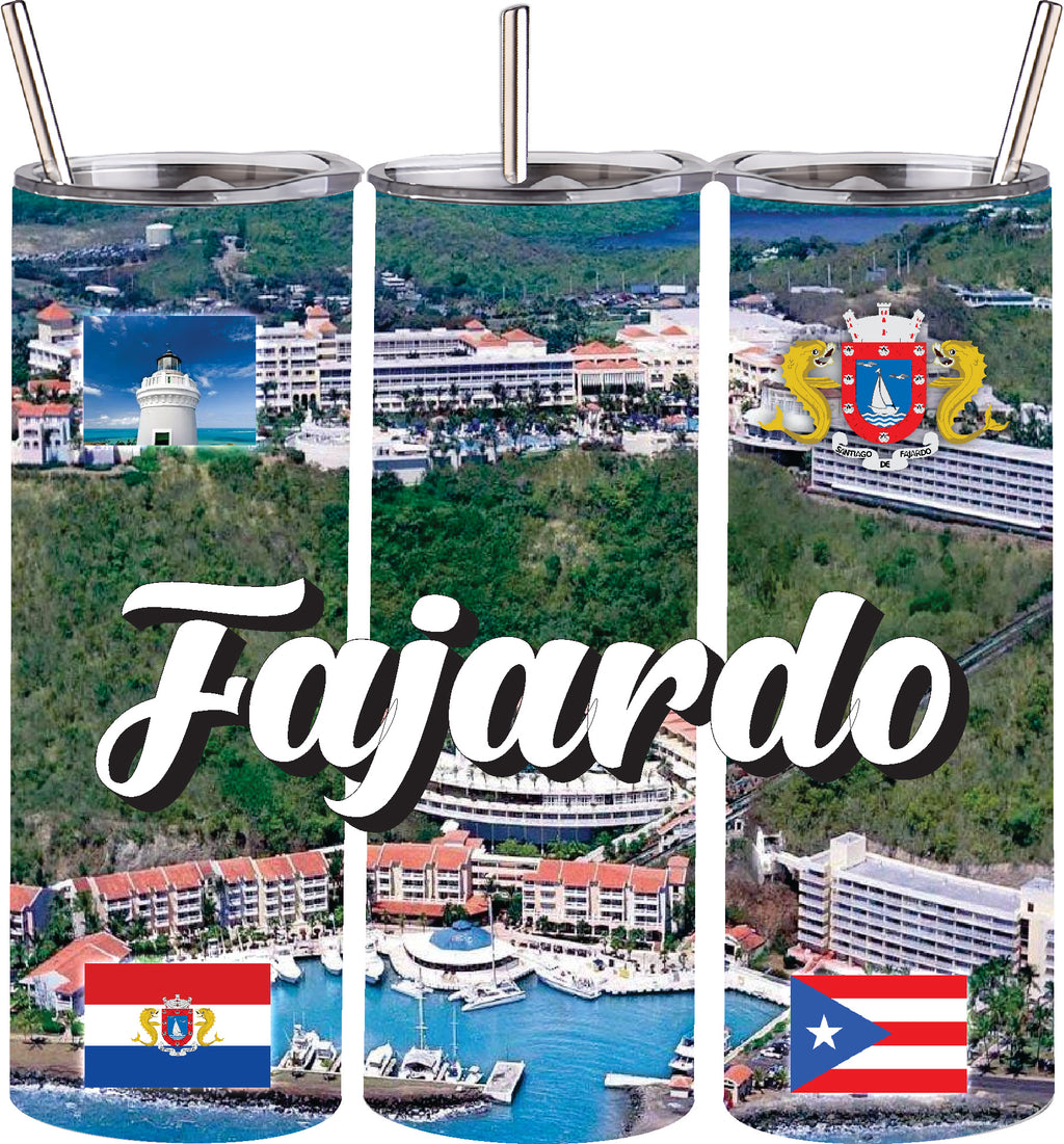 Vaso de acero inoxidable de doble pared de 20 oz con pajita para bebidas frías y calientes, Puerto Rico y 78 Tows