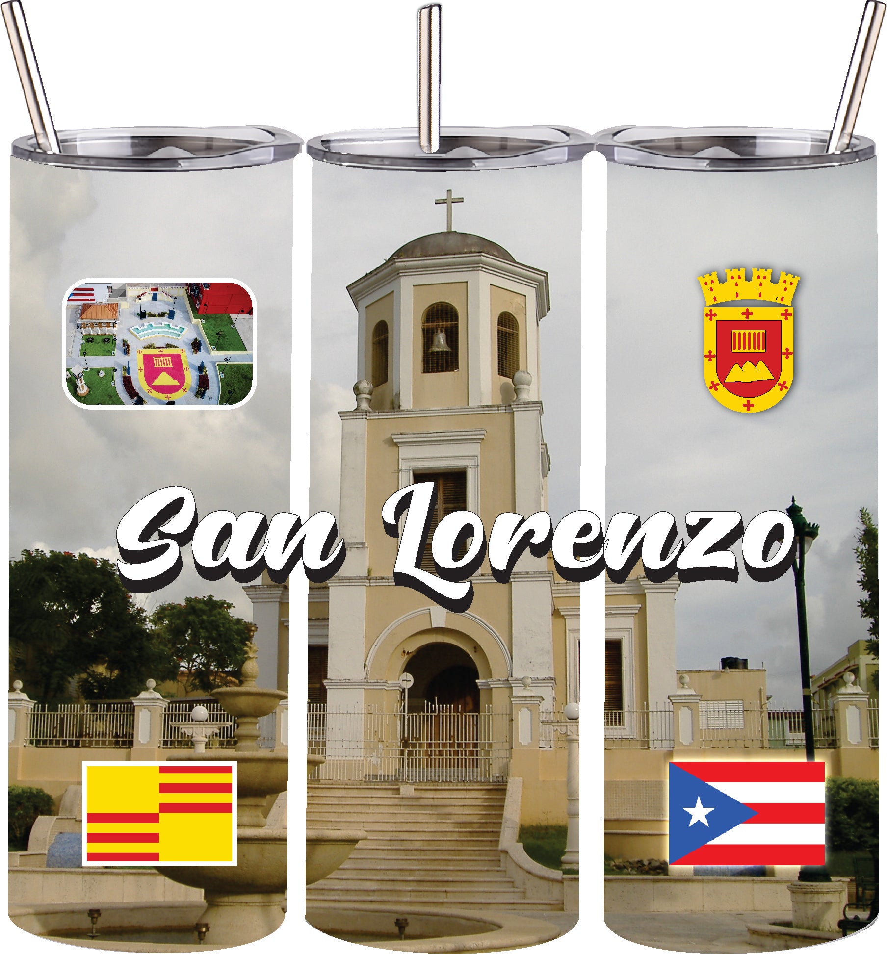 Puerto Rico and 78 Tows 20oz Double Wall S. Steel Tumbler with Straw Hot & Cold