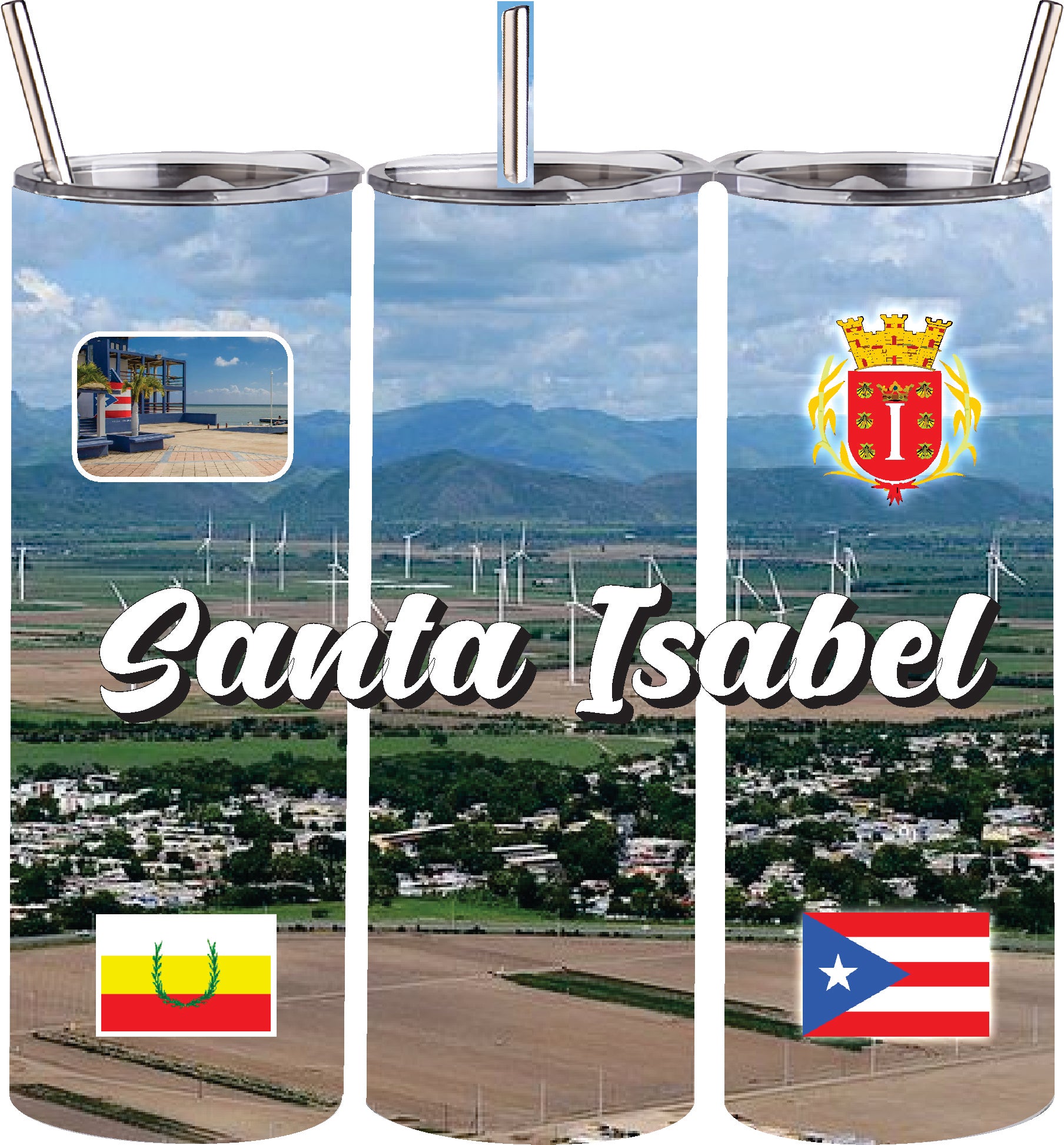 Puerto Rico and 78 Tows 20oz Double Wall S. Steel Tumbler with Straw Hot & Cold