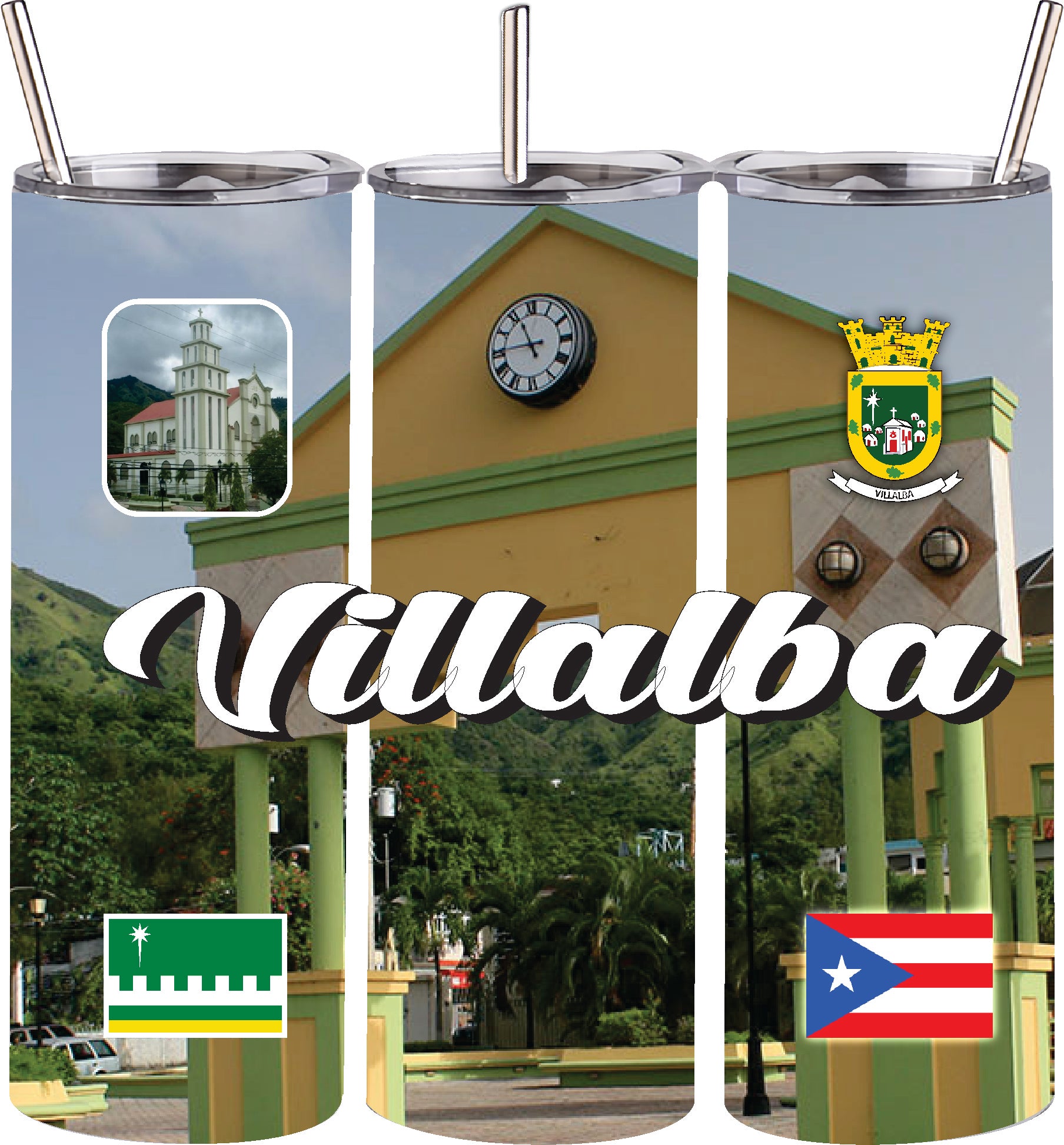 Puerto Rico and 78 Tows 20oz Double Wall S. Steel Tumbler with Straw Hot & Cold