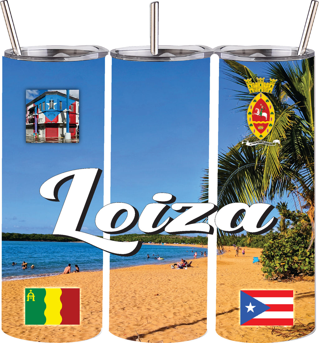 Vaso de acero inoxidable de doble pared de 20 oz con pajita para bebidas frías y calientes, Puerto Rico y 78 Tows