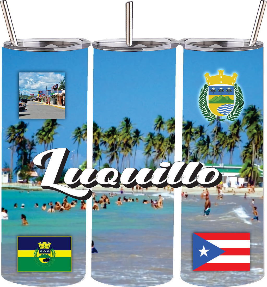 Vaso de acero inoxidable de doble pared de 20 oz con pajita para bebidas frías y calientes, Puerto Rico y 78 Tows