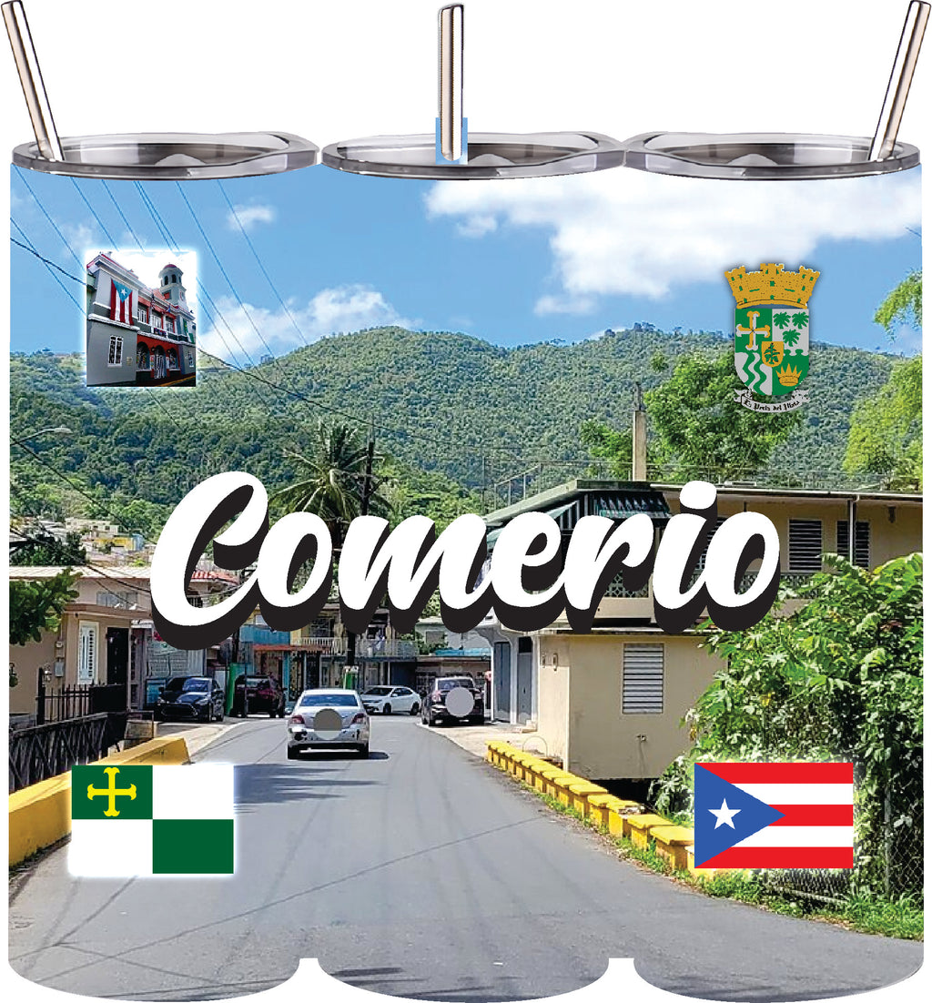 Vaso de acero inoxidable de doble pared de 20 oz con pajita para bebidas frías y calientes, Puerto Rico y 78 Tows