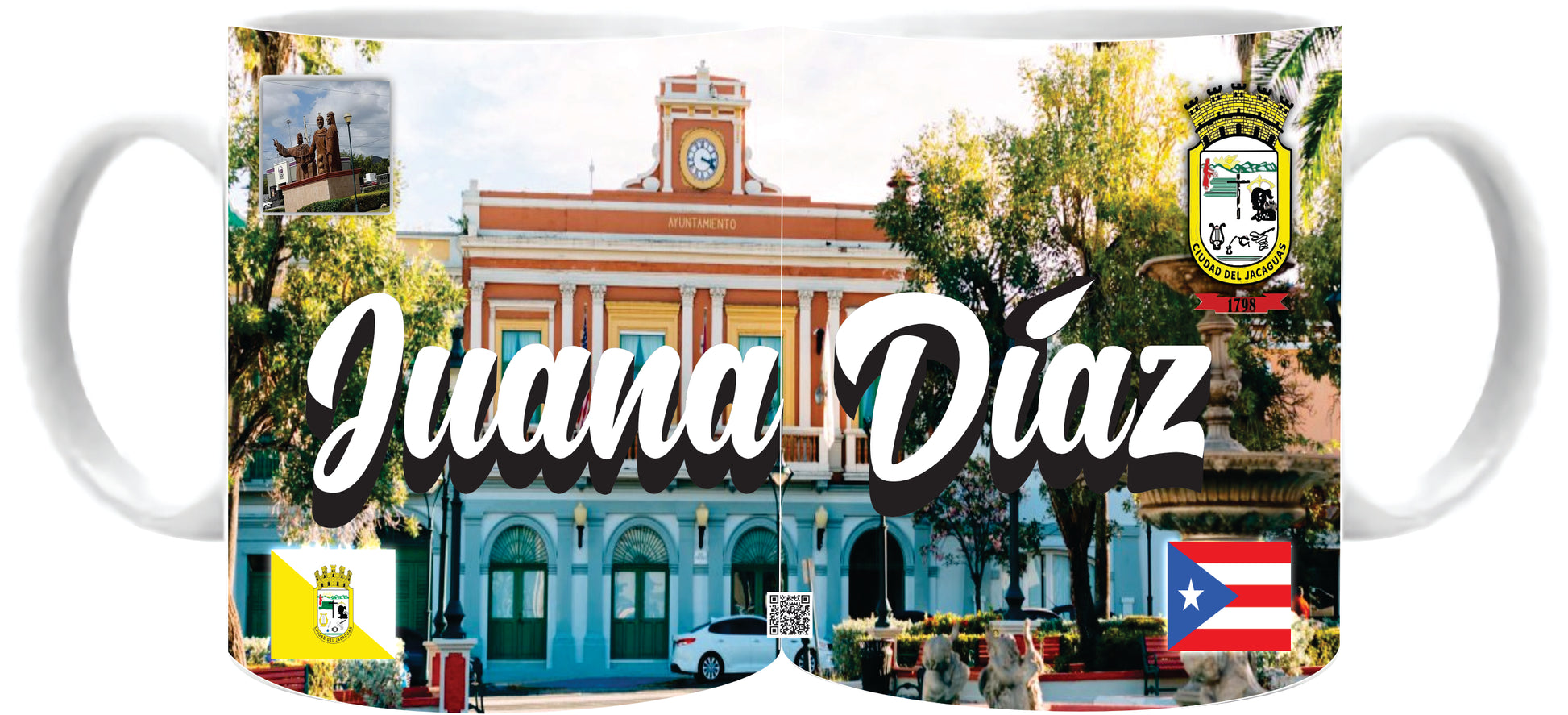 Juana Diaz Mug / Sign / Taza / Pueblos / 11 oz. / Coffee Cup / Personalized