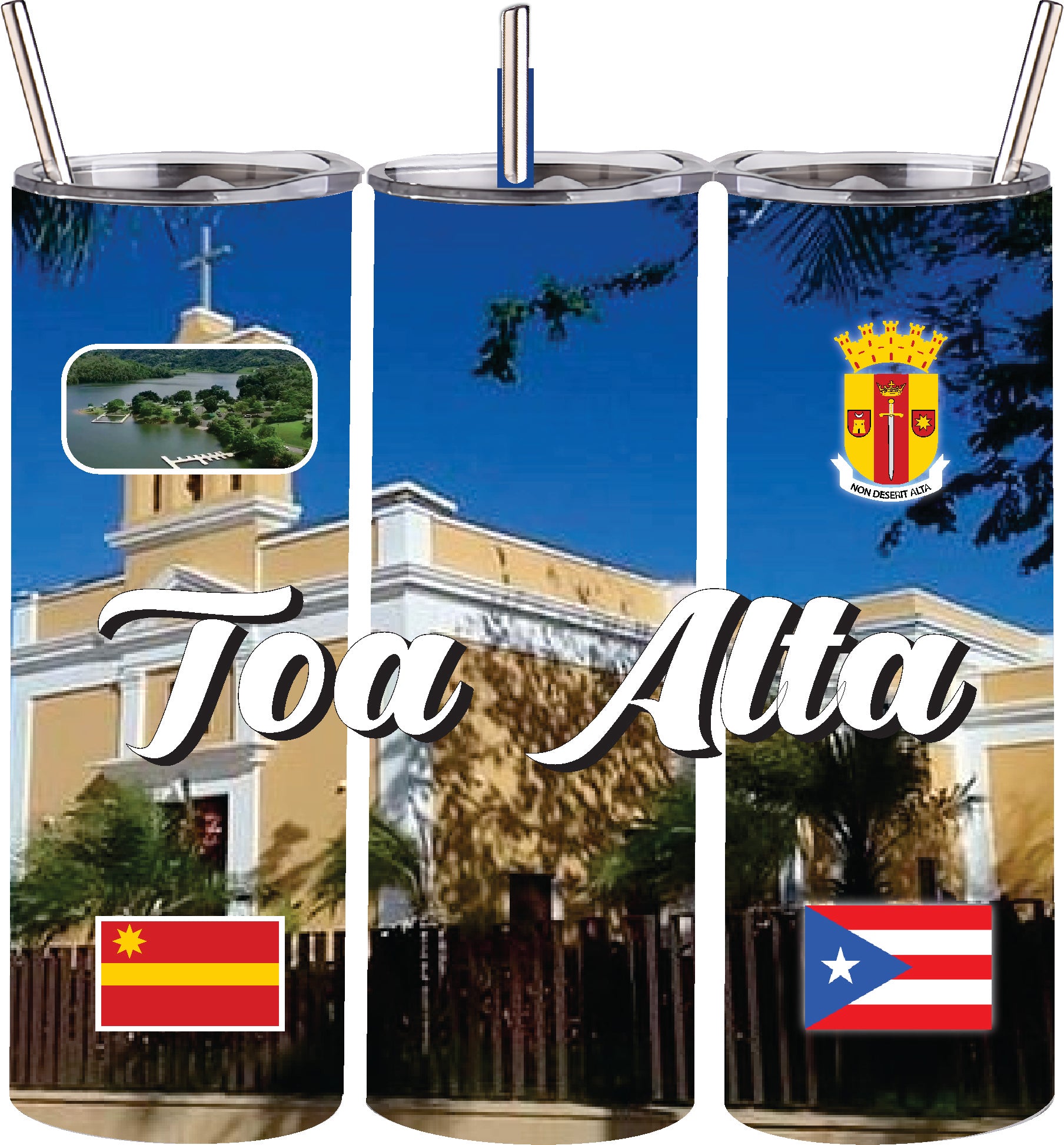 Puerto Rico and 78 Tows 20oz Double Wall S. Steel Tumbler with Straw Hot & Cold