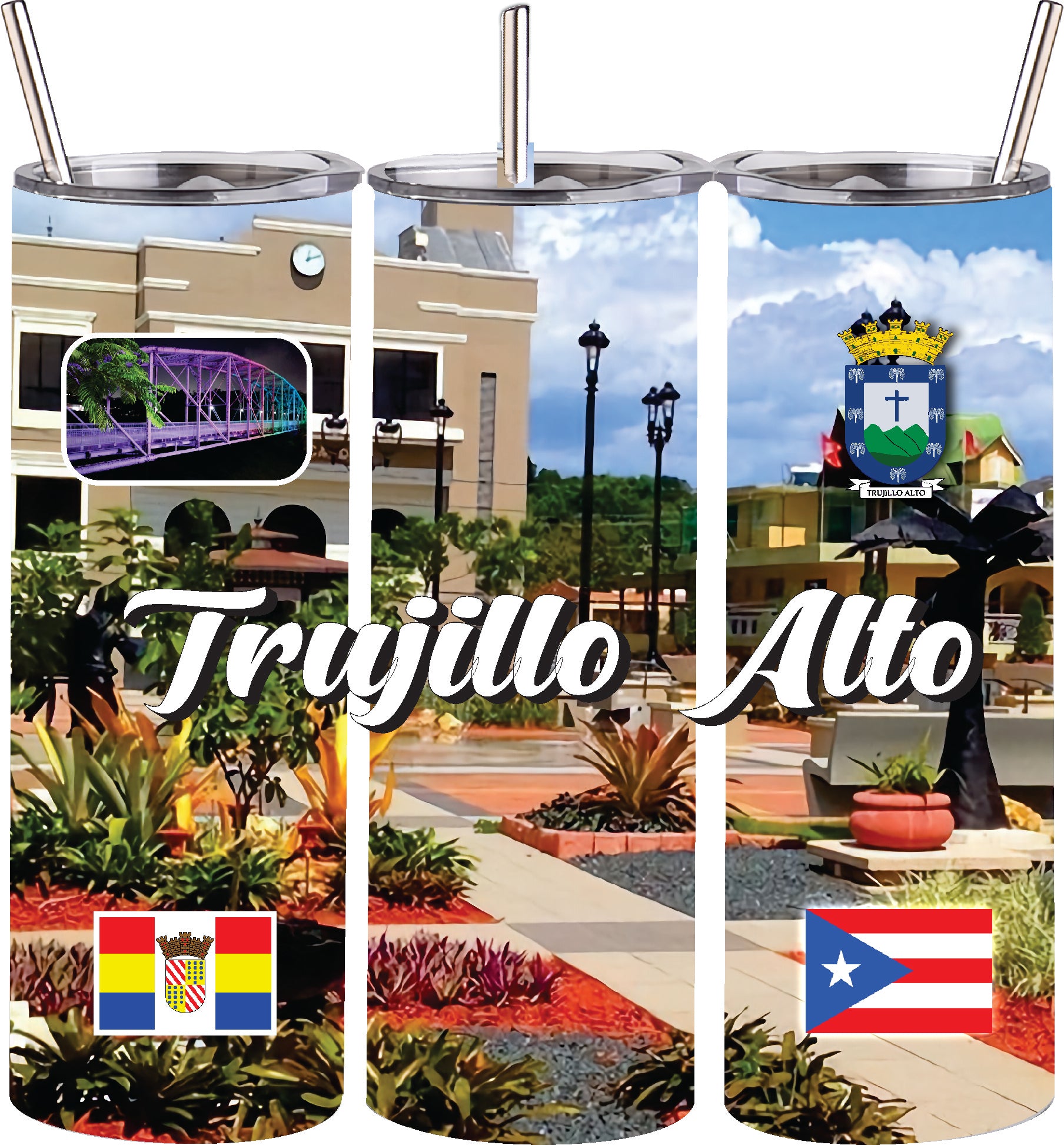 Puerto Rico and 78 Tows 20oz Double Wall S. Steel Tumbler with Straw Hot & Cold