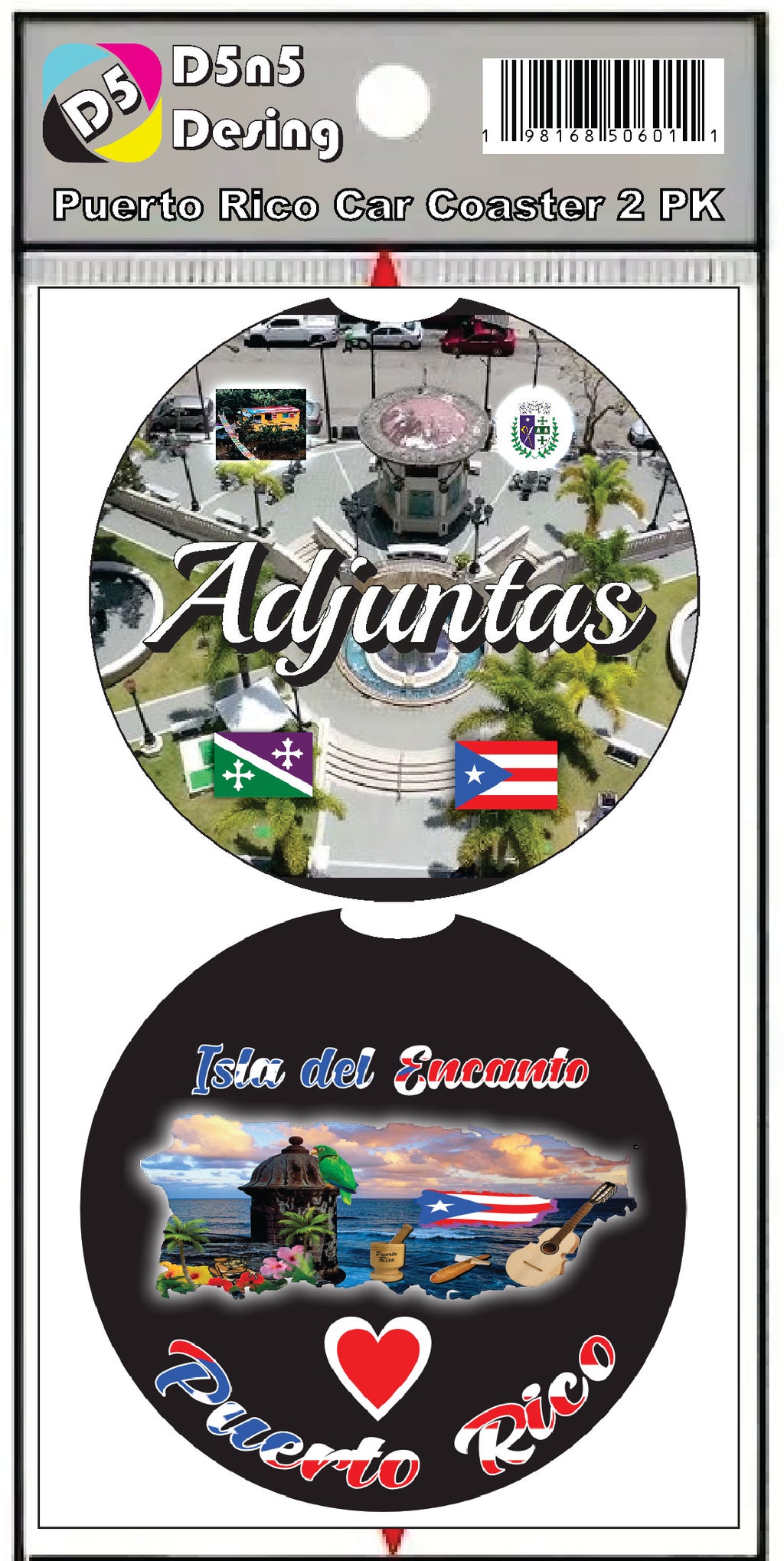 Posavasos de goma para coche de 2 piezas de Puerto Rico y 78 pueblos