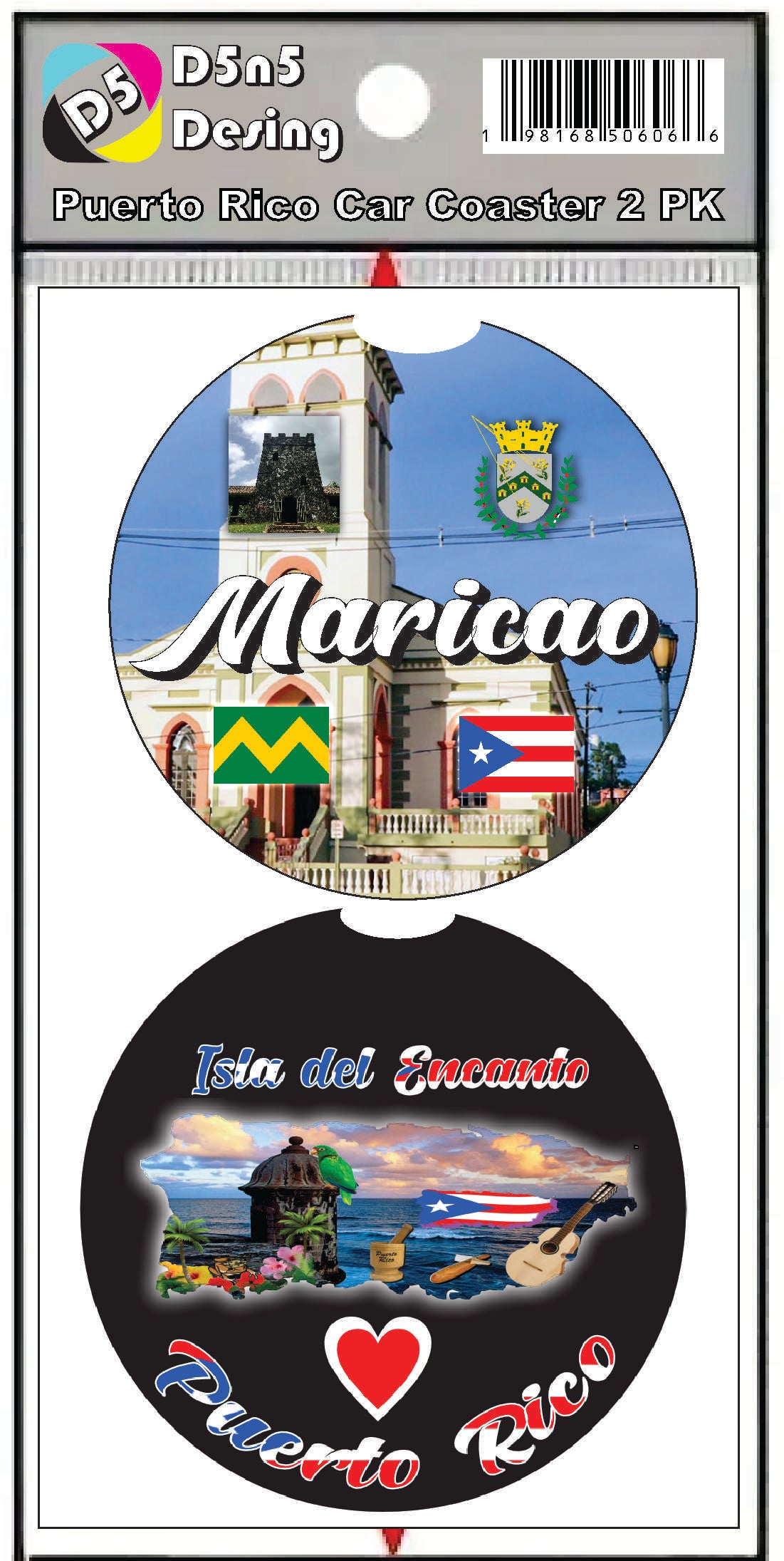 Posavasos para auto de 2 piezas de Maricao / Puerto Rico
