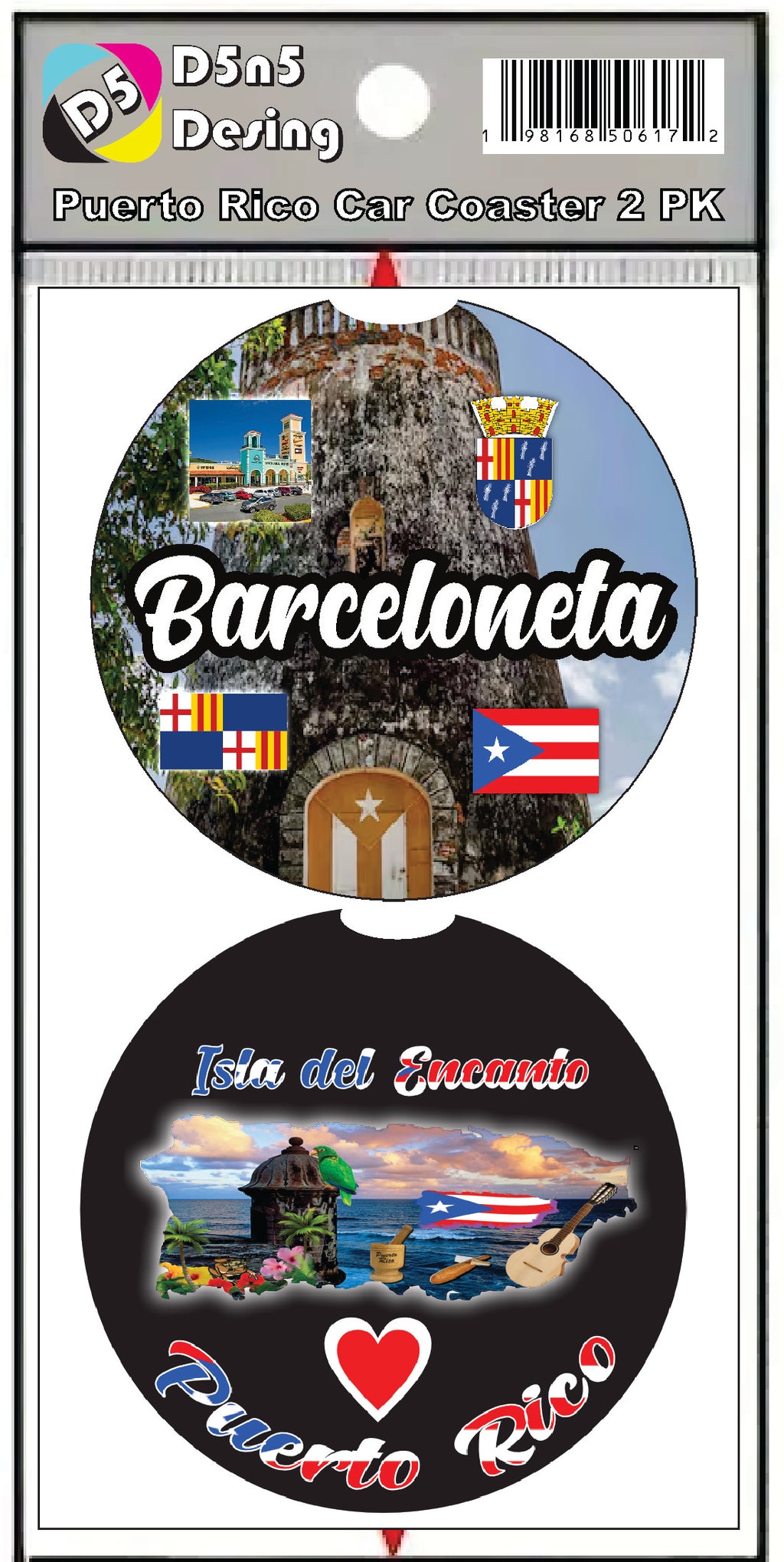 Posavasos de goma para coche de 2 piezas de Puerto Rico y 78 pueblos