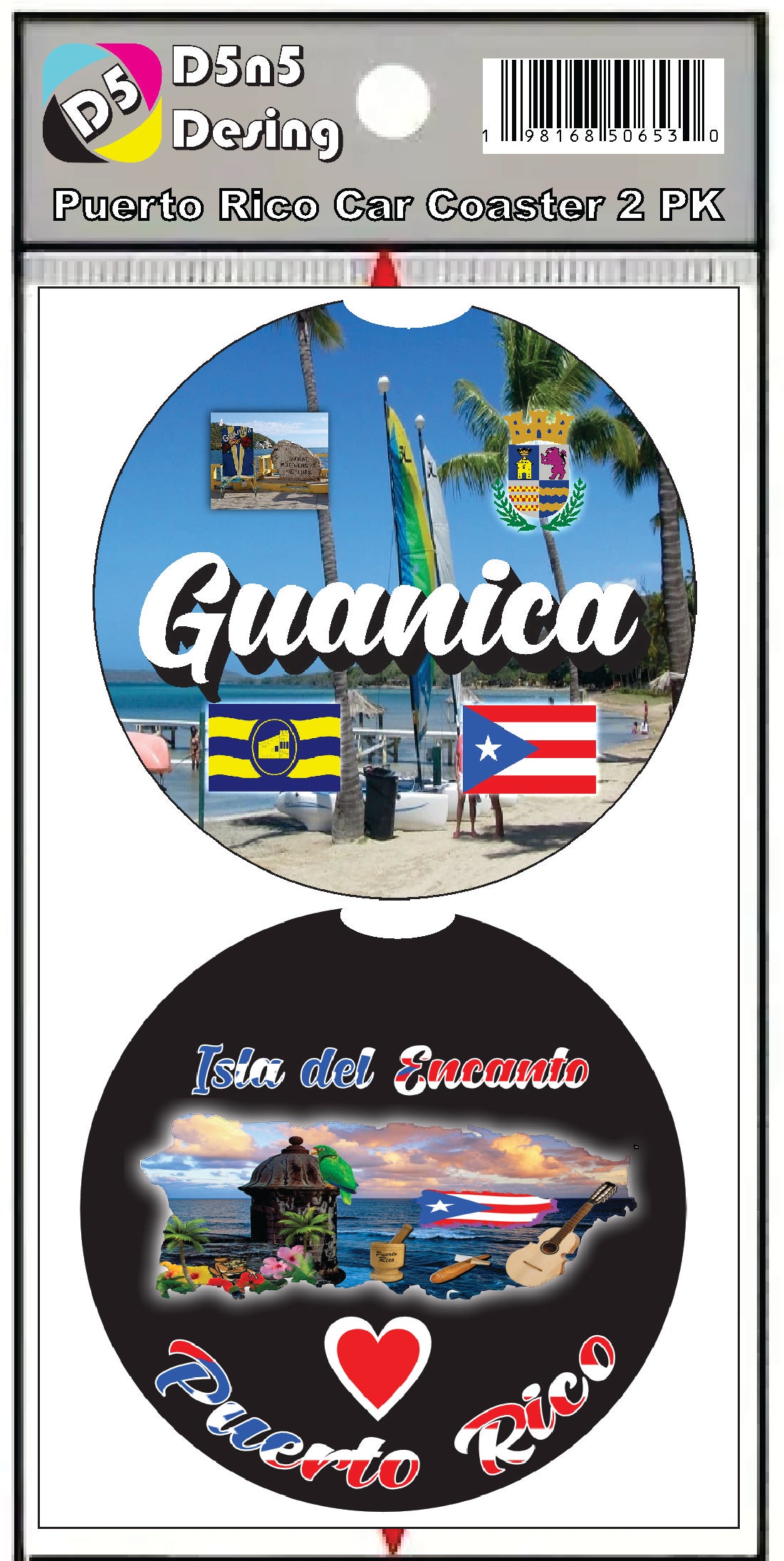 Posavasos de goma para coche de 2 piezas de Puerto Rico y 78 pueblos