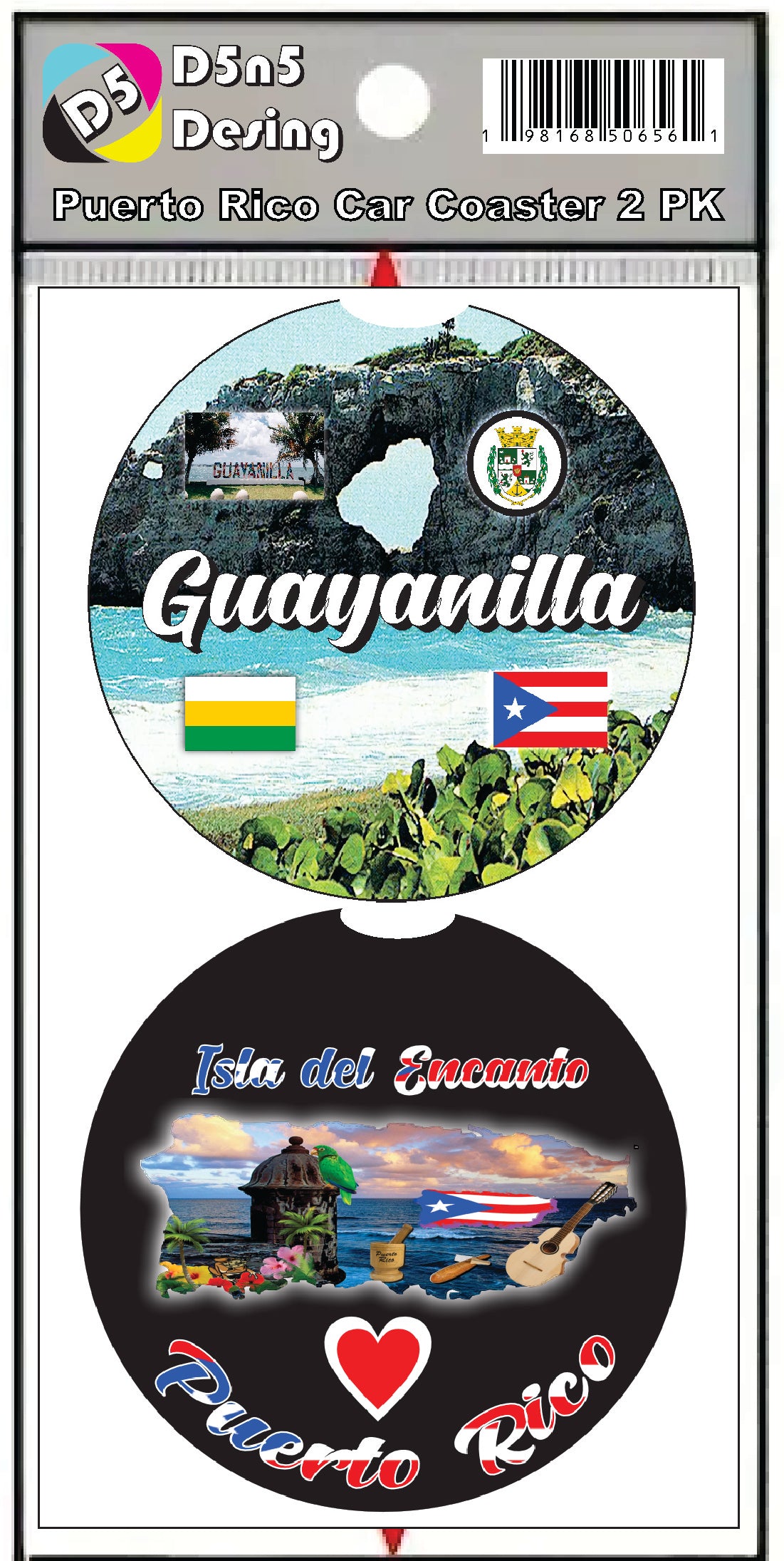 Posavasos de goma para coche de 2 piezas de Puerto Rico y 78 pueblos