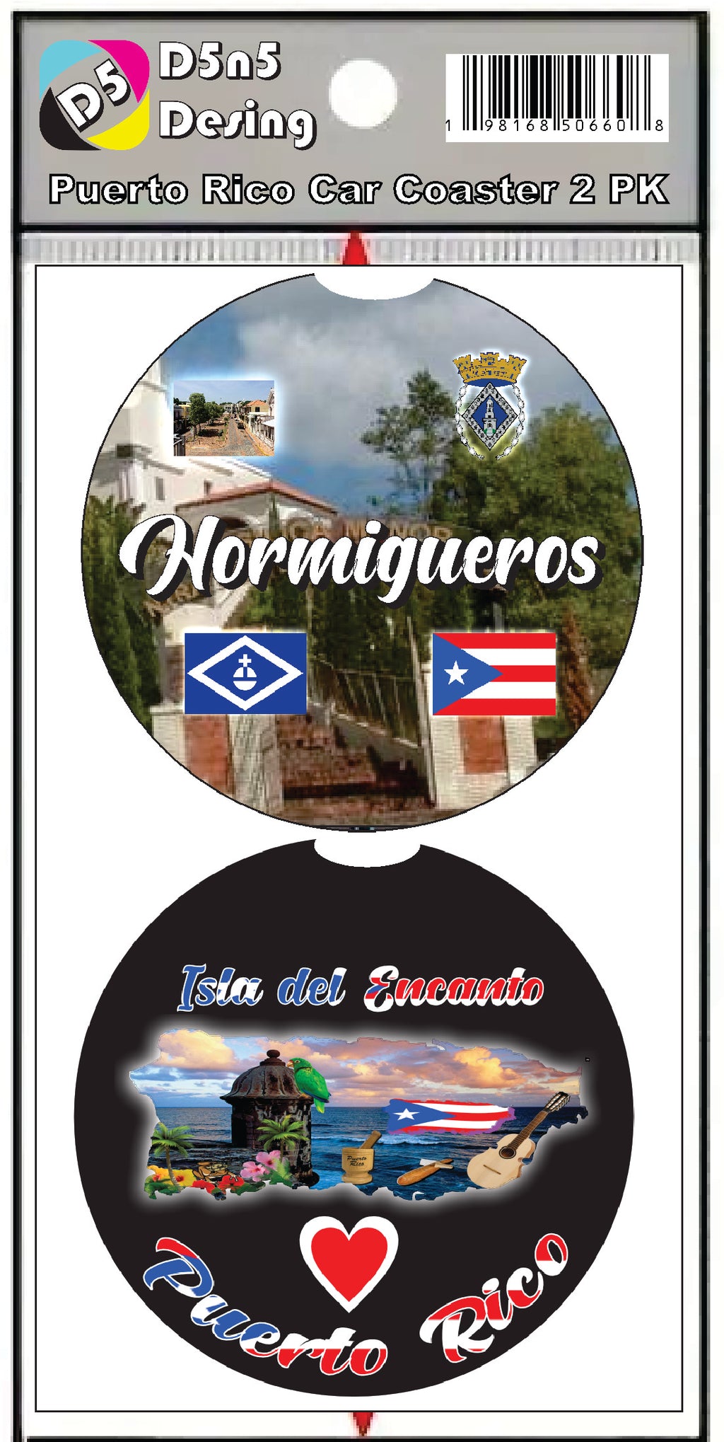 Posavasos de goma para coche de 2 piezas de Puerto Rico y 78 pueblos