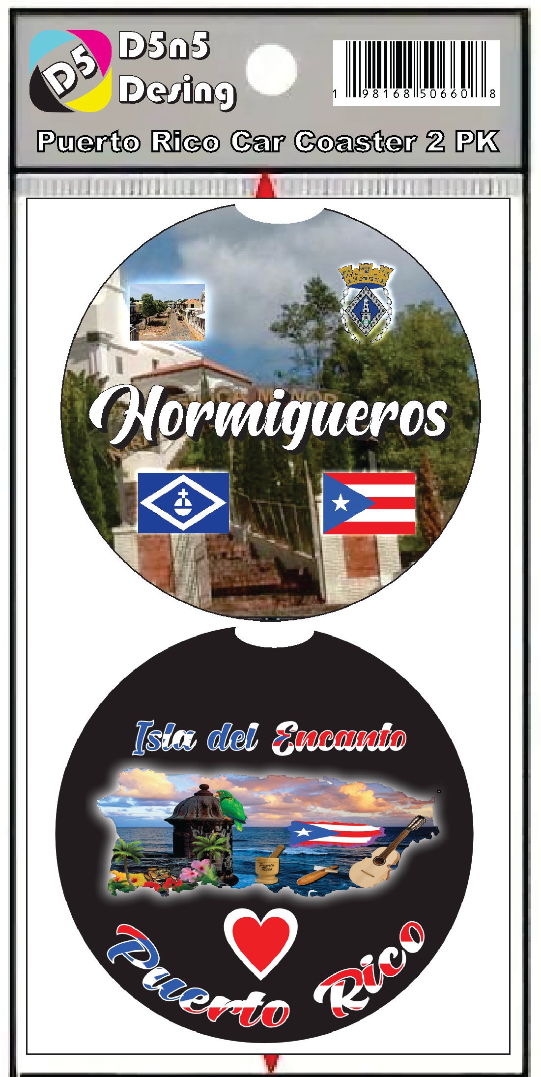 Posavasos de goma para coche de 2 piezas de Puerto Rico y 78 pueblos