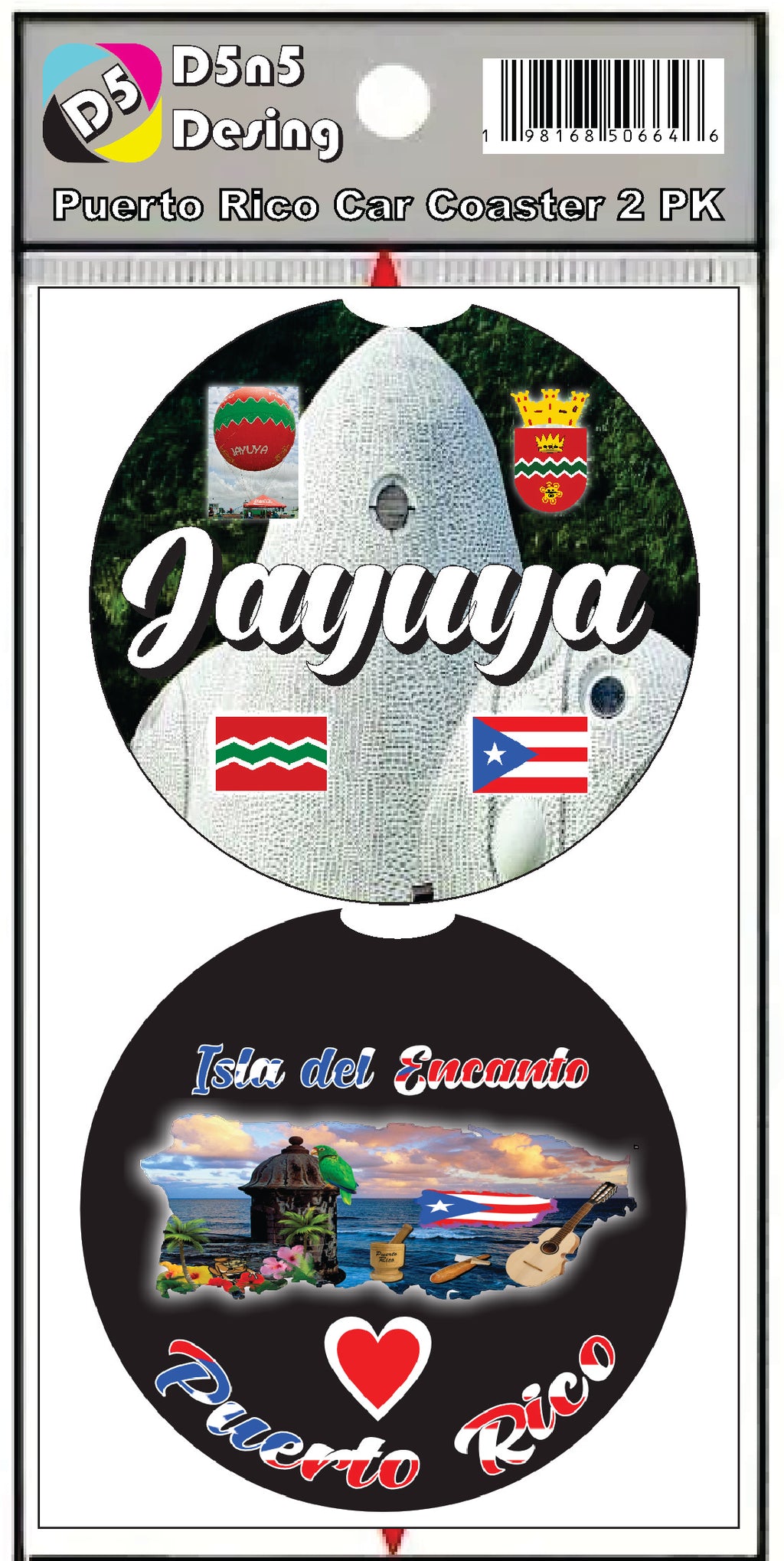 Posavasos de goma para coche de 2 piezas de Puerto Rico y 78 pueblos