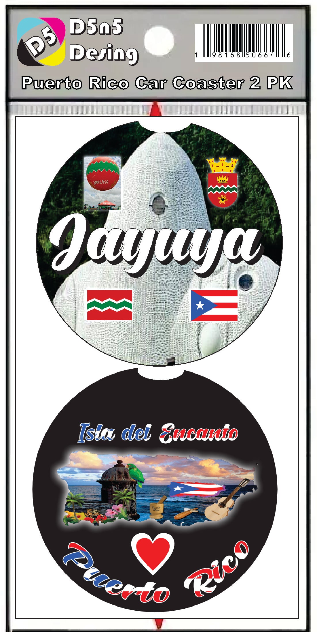 Posavasos de goma para coche de 2 piezas de Puerto Rico y 78 pueblos