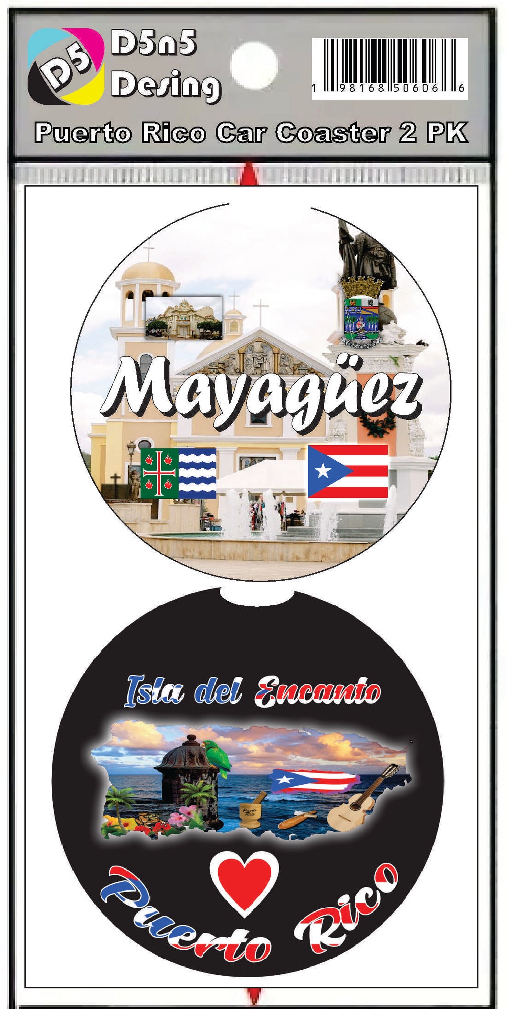 Posavasos de goma para coche de 2 piezas de Puerto Rico y 78 pueblos