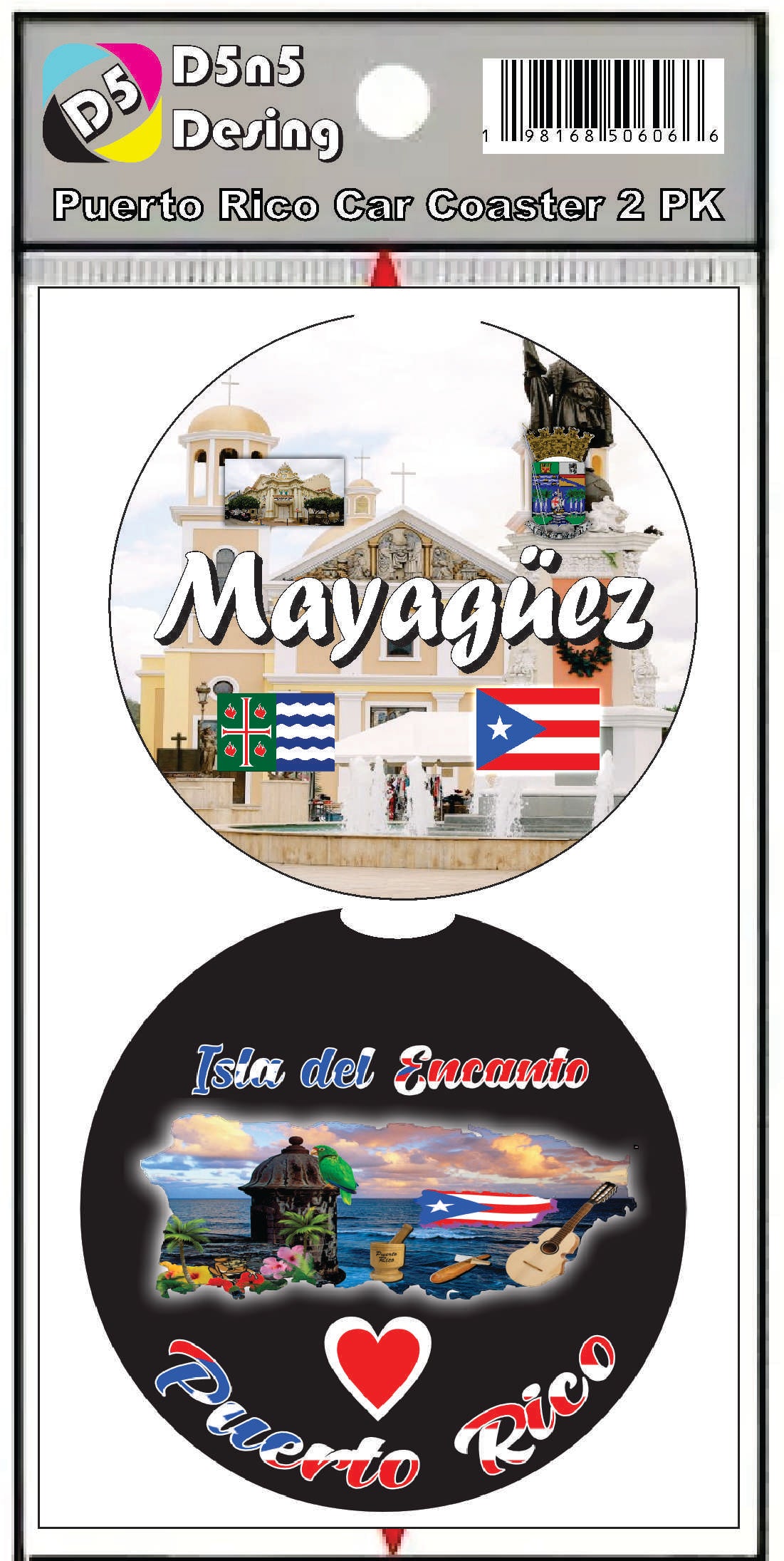 Posavasos de goma para coche de 2 piezas de Puerto Rico y 78 pueblos
