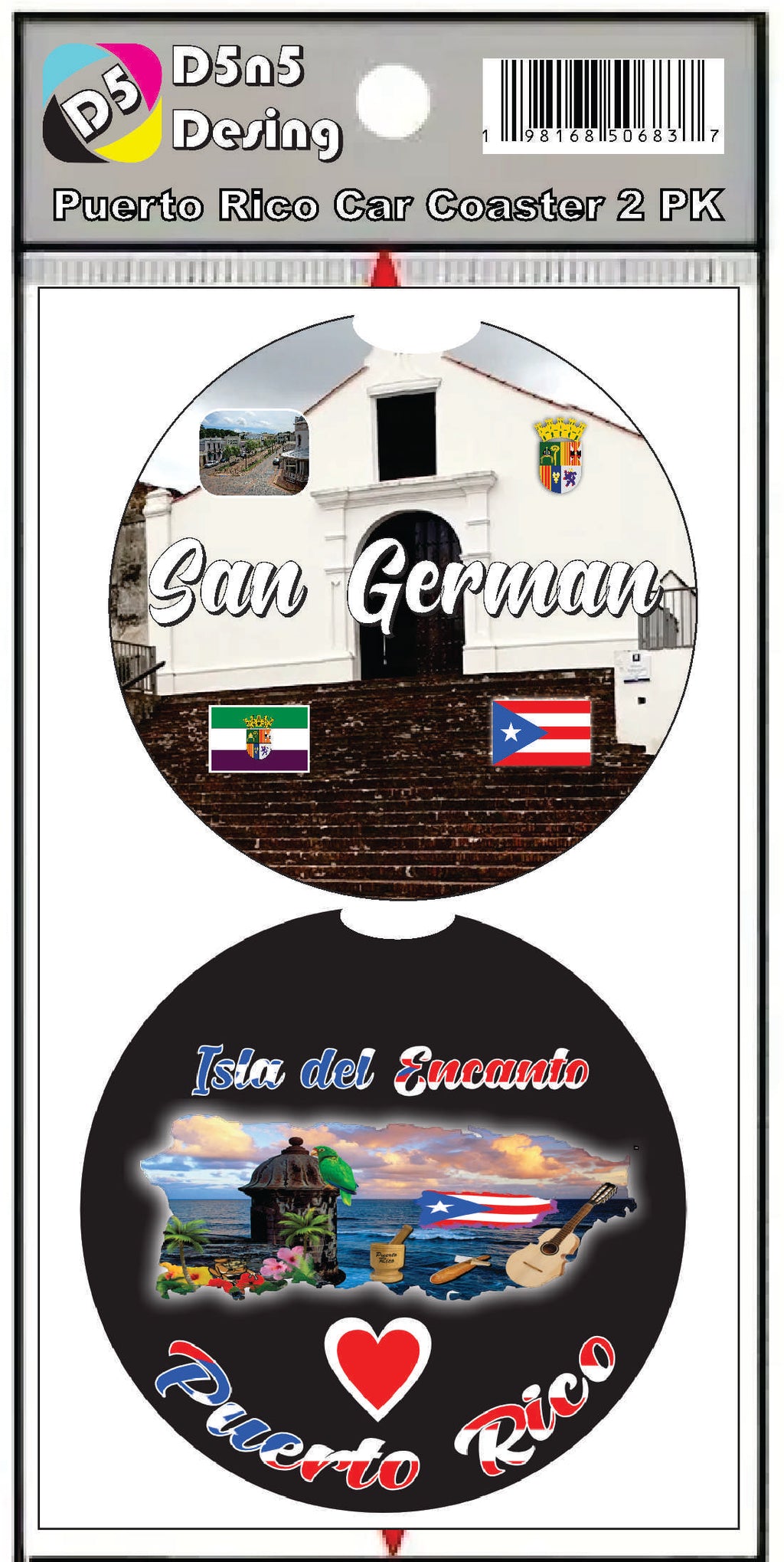 Posavasos de goma para coche de 2 piezas de Puerto Rico y 78 pueblos