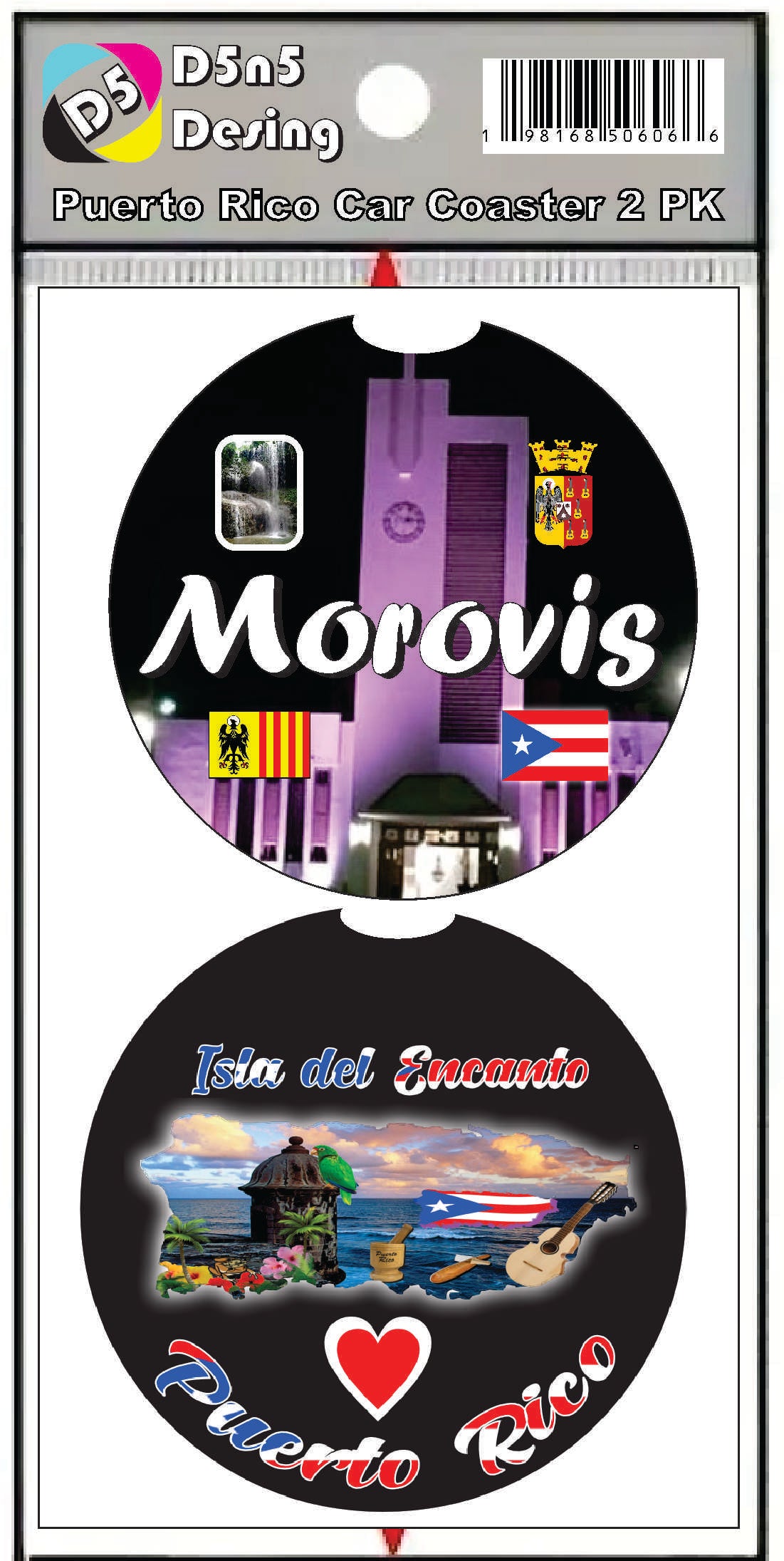 Posavasos de goma para coche de 2 piezas de Puerto Rico y 78 pueblos