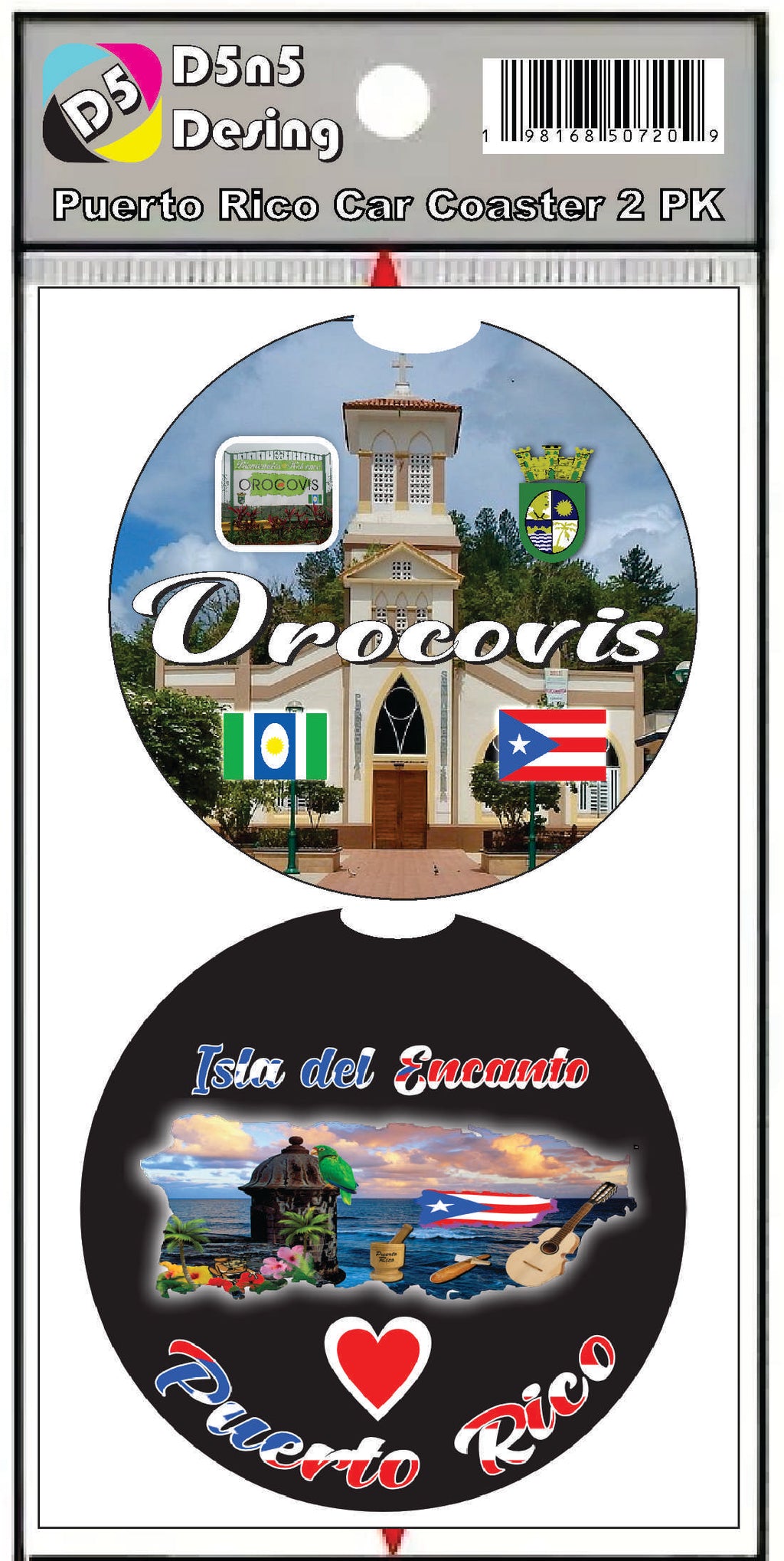 Posavasos de goma para coche de 2 piezas de Puerto Rico y 78 pueblos