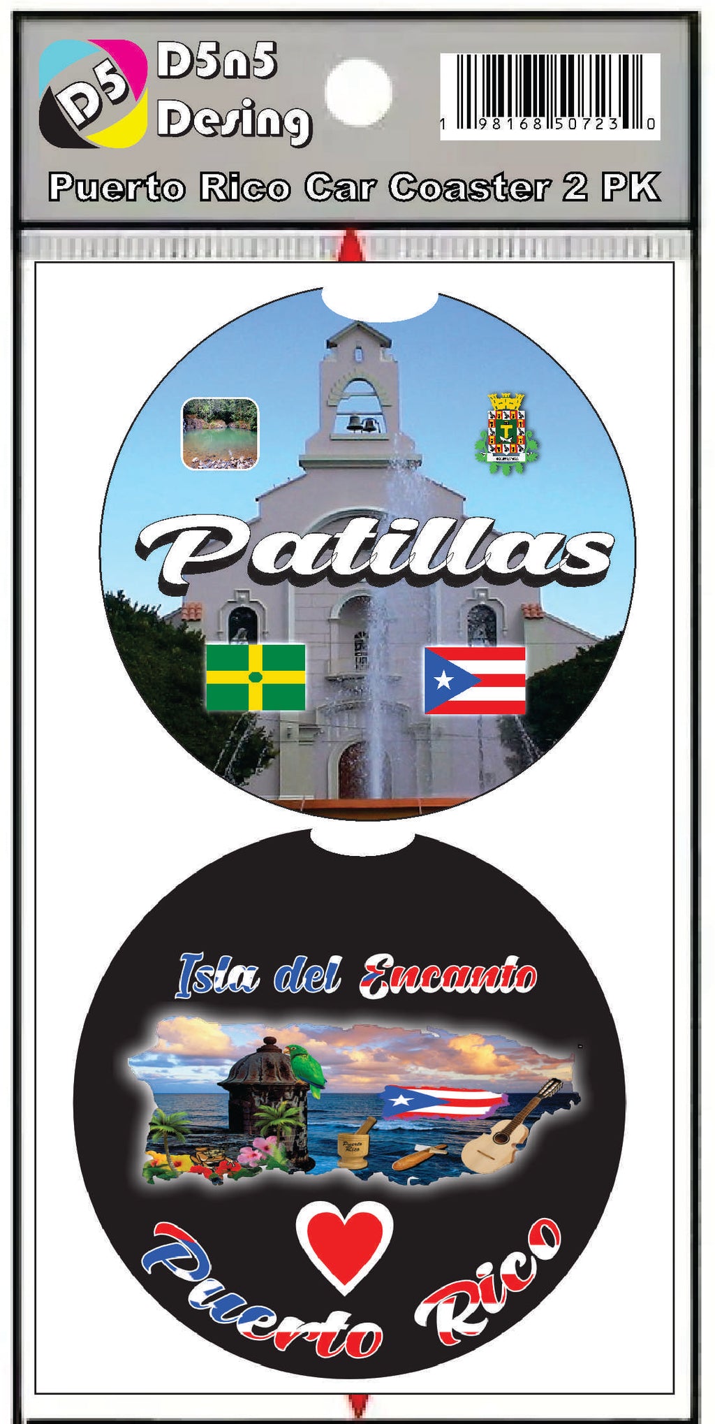 Posavasos de goma para coche de 2 piezas de Puerto Rico y 78 pueblos