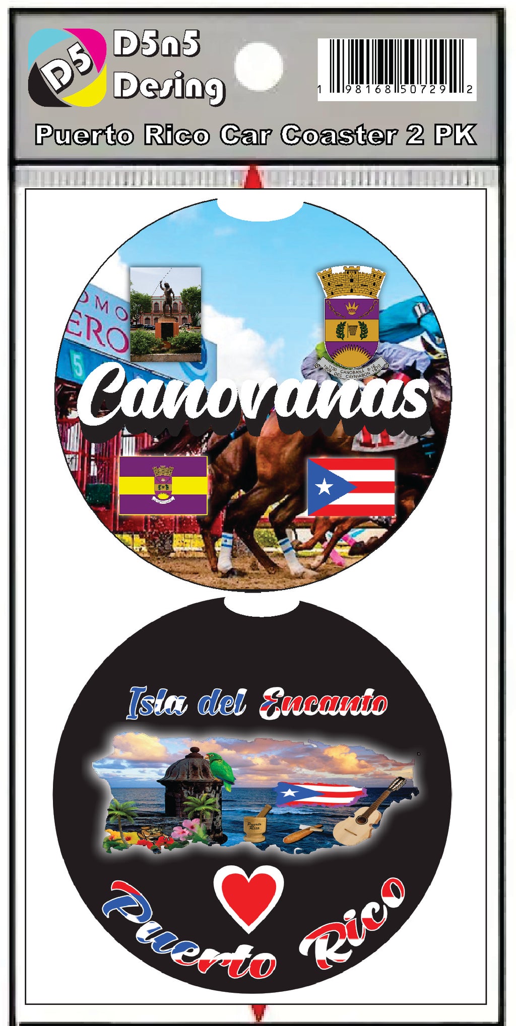 Posavasos de goma para coche de 2 piezas de Puerto Rico y 78 pueblos