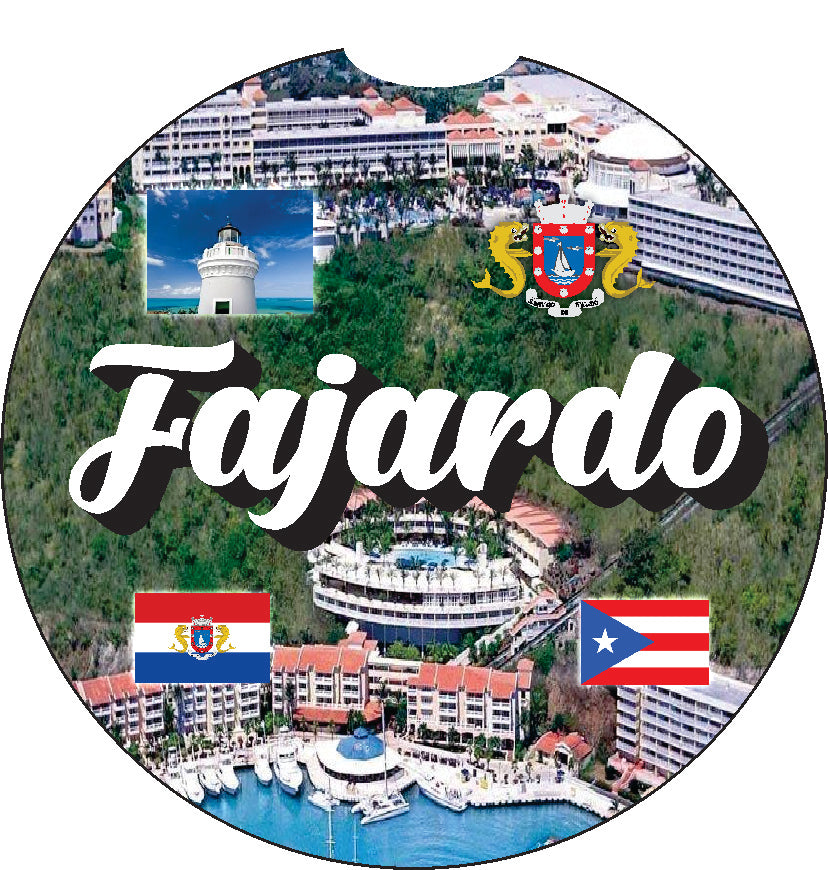 Posavasos de goma para coche de 2 piezas de Puerto Rico y 78 pueblos