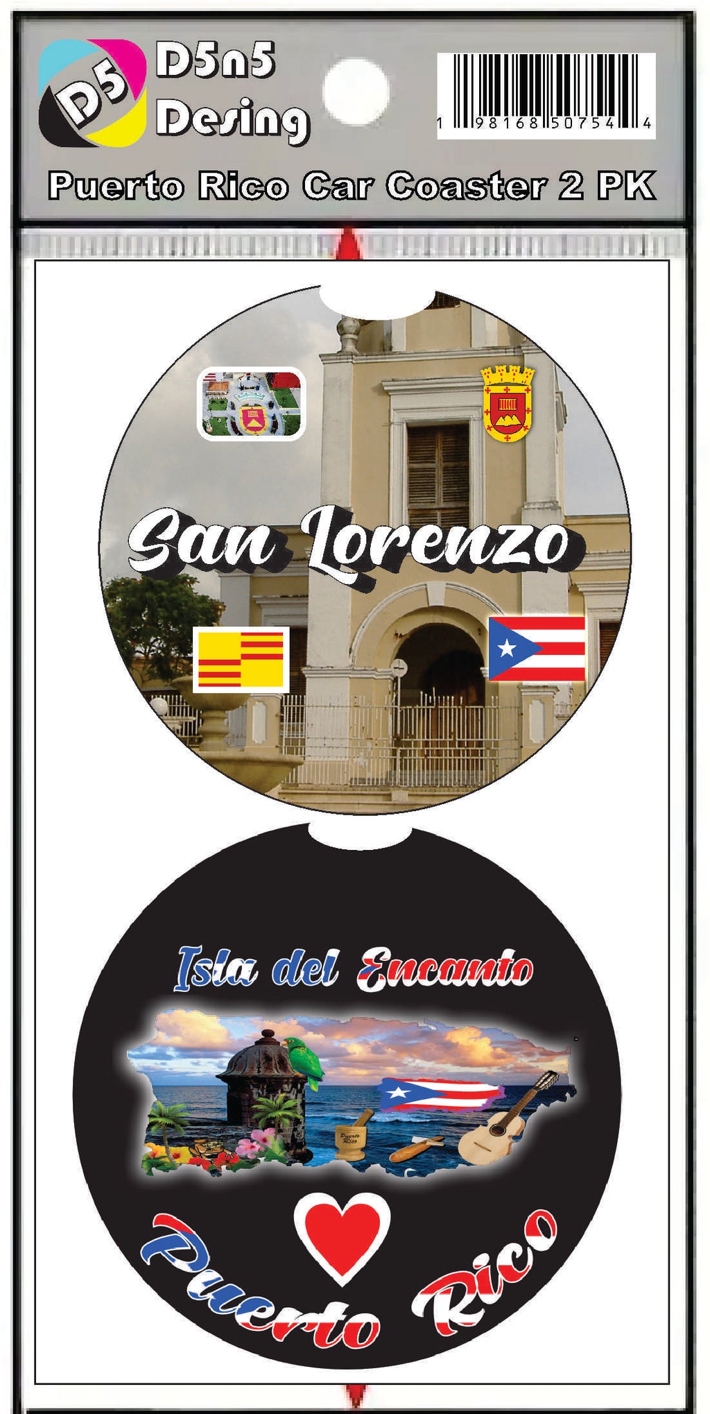 Posavasos de goma para coche de 2 piezas de Puerto Rico y 78 pueblos