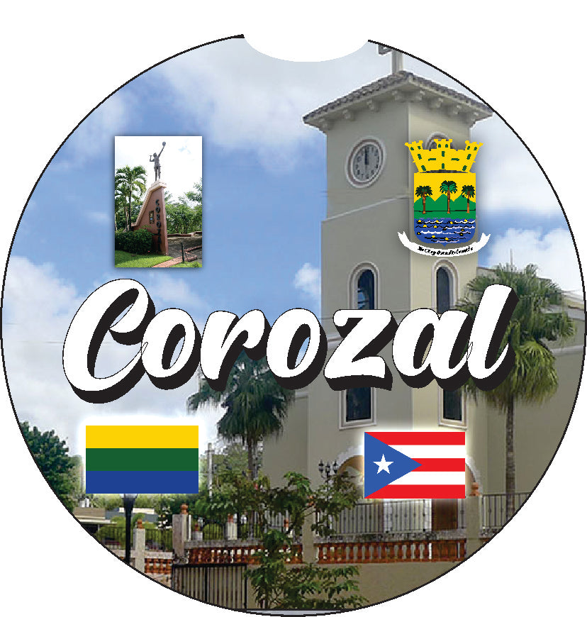 Posavasos de goma para coche de 2 piezas de Puerto Rico y 78 pueblos