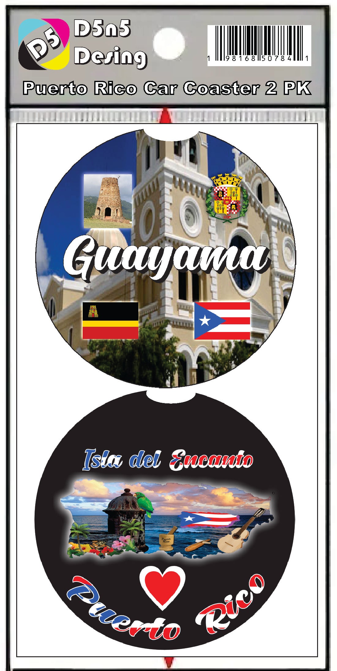 Posavasos de goma para coche de 2 piezas de Puerto Rico y 78 pueblos