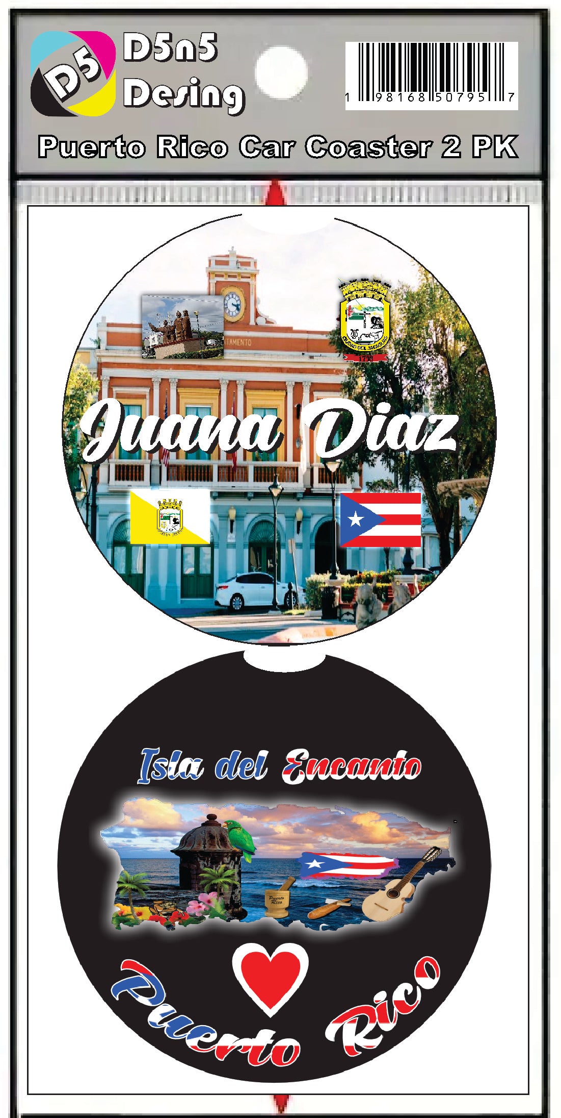Juana Diaz / Puerto Rico 2pc Car Coaster