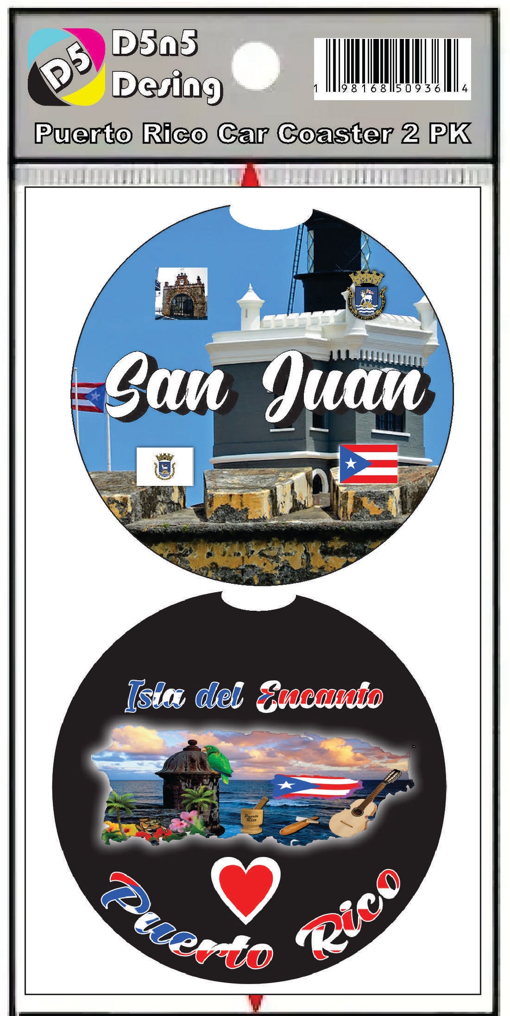 Posavasos de goma para coche de 2 piezas de Puerto Rico y 78 pueblos