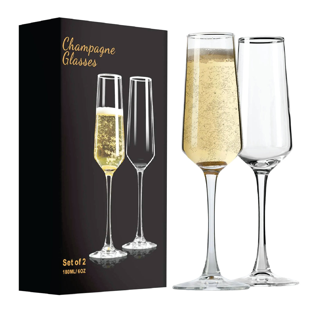 Copas de champán, juego de 2 copas de champán personalizadas (8,5 oz)