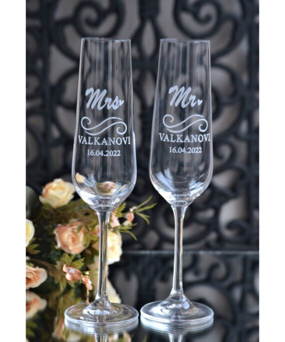 Copas de champán, juego de 2 copas de champán personalizadas (8,5 oz)