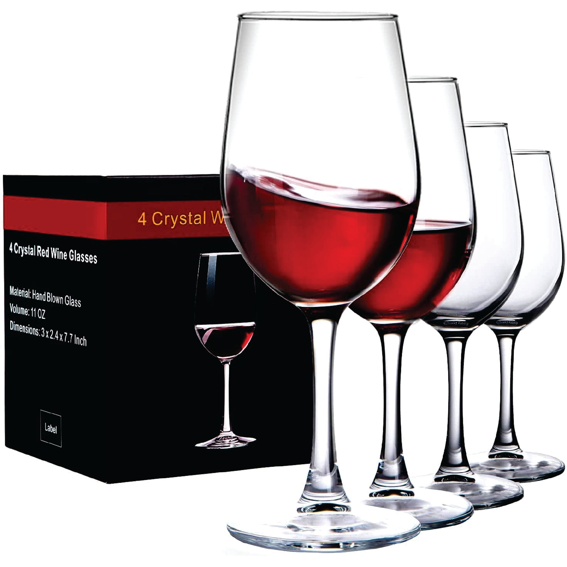 Wine Glasses, PERSONALIZE clear Glassware, 10 oz, 4 set