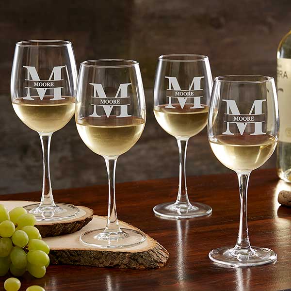 Wine Glasses, PERSONALIZE clear Glassware, 10 oz, 4 set