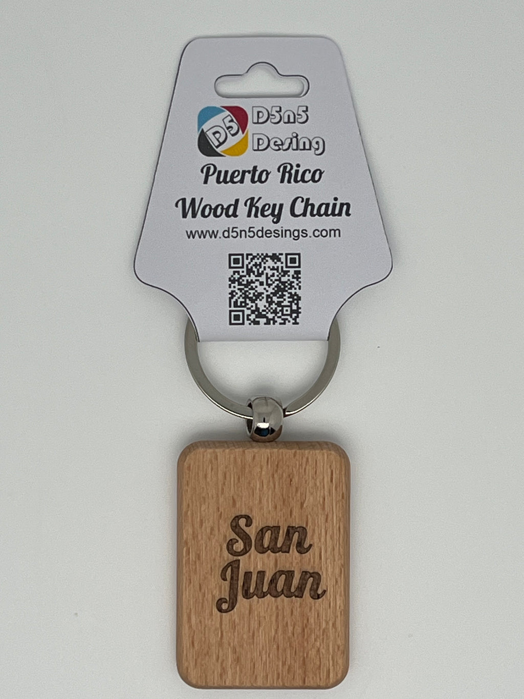 Llavero de madera de Puerto Rico y 78 pueblos 
